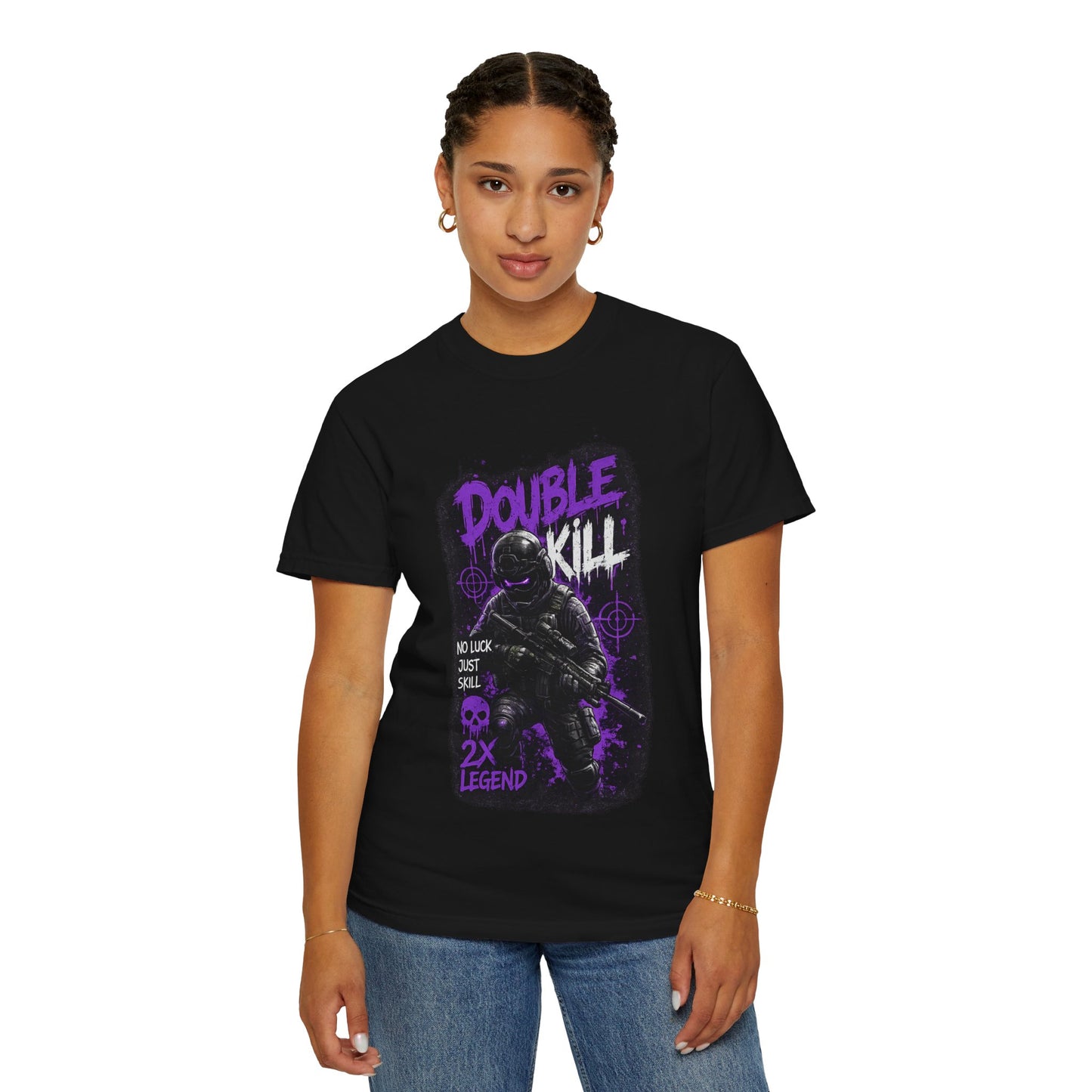 Double Kill Gamer T-Shirt — Retro Neon FPS Graphic Tee