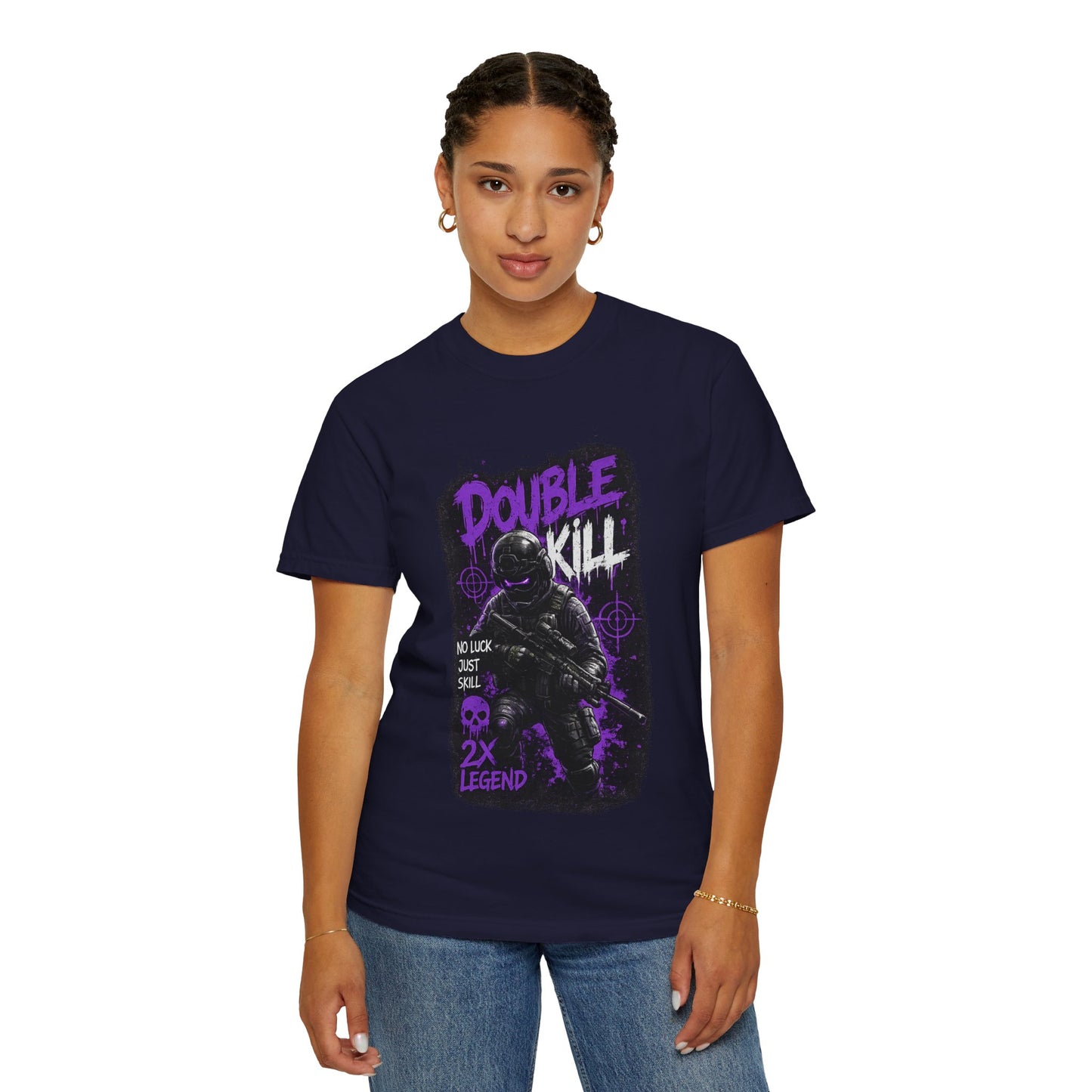 Double Kill Gamer T-Shirt — Retro Neon FPS Graphic Tee