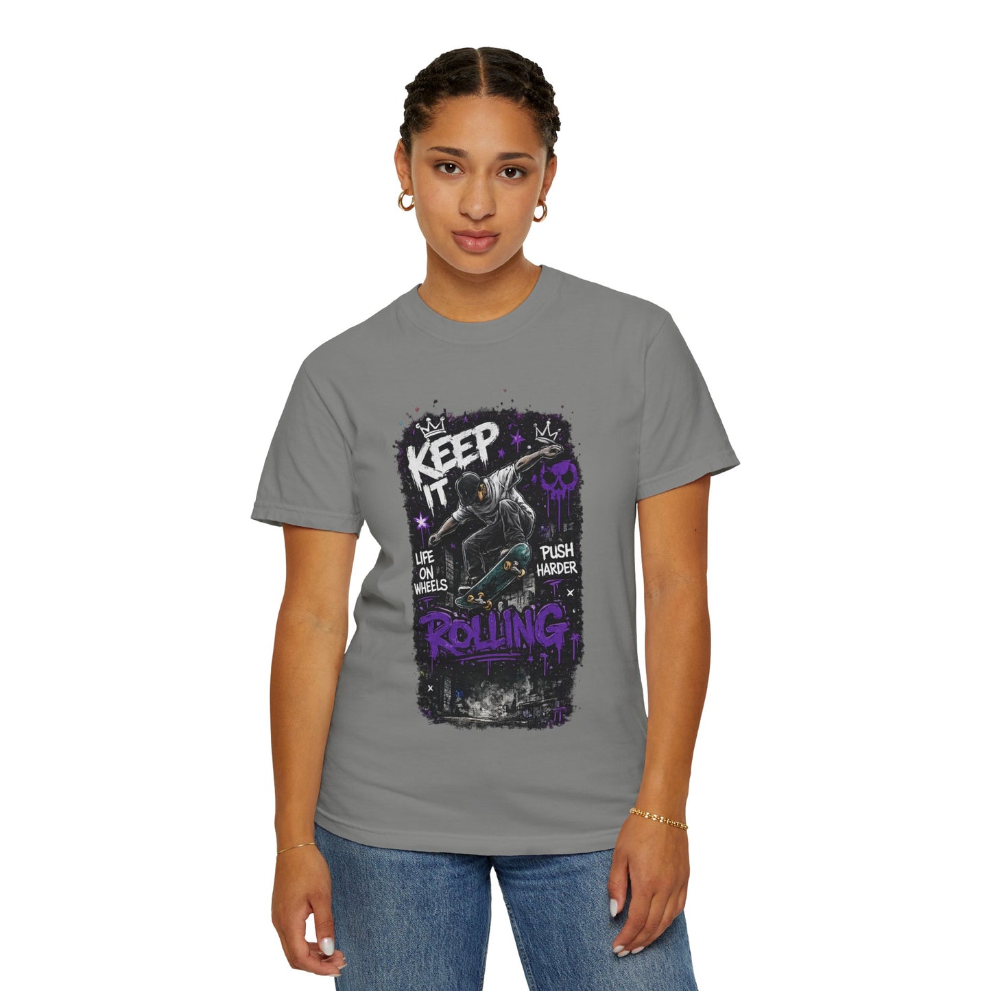 Keep It Rolling Skateboard T-Shirt — "Keep It Rolling" Graphic Tee