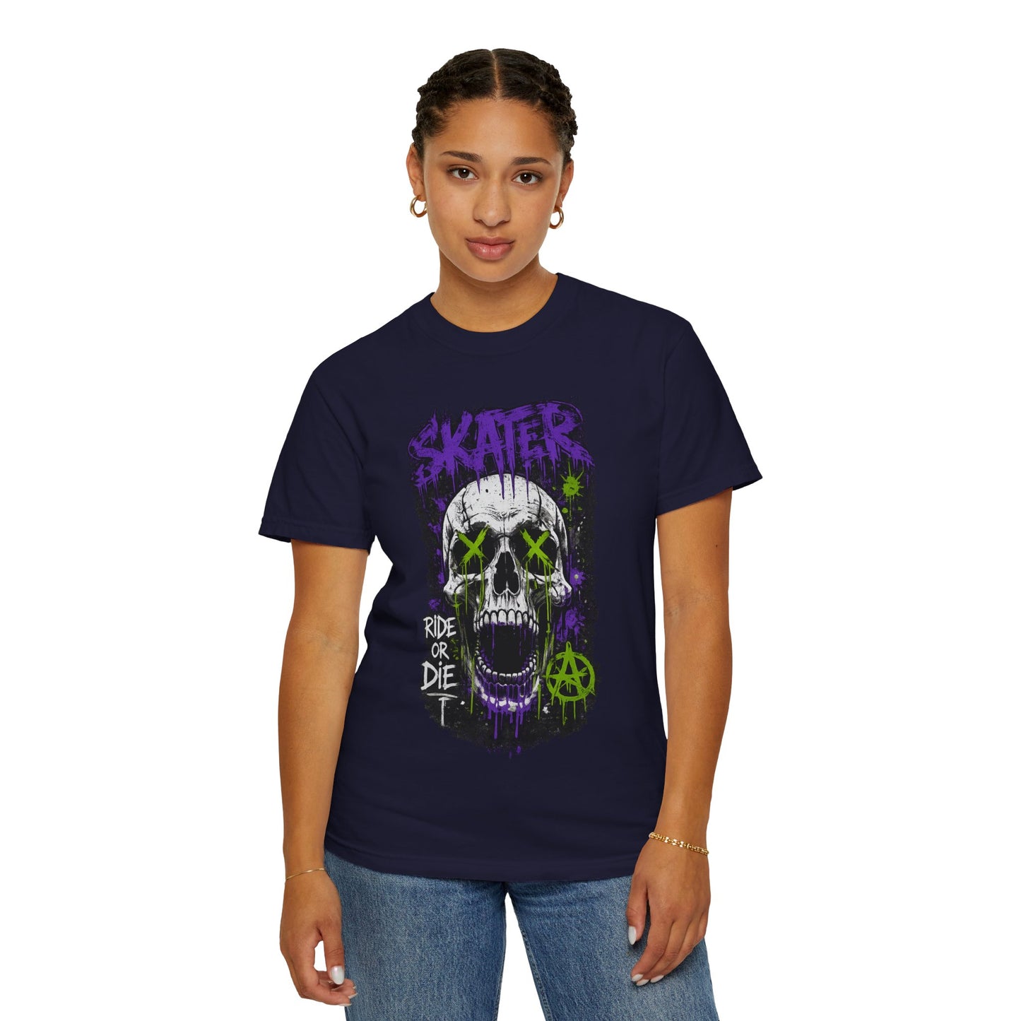 Skater Skull T-Shirt — "Ride or Die" Graphic Tee
