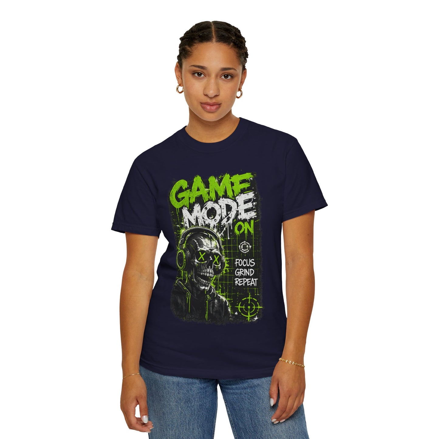 Game Mode On T-Shirt — Gamer Skull Graphic Tee (Focus Grind Repeat)