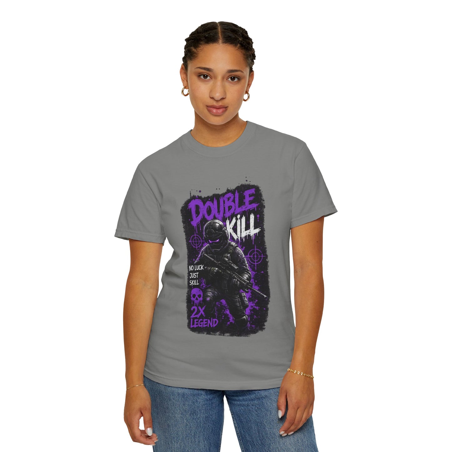 Double Kill Gamer T-Shirt — Retro Neon FPS Graphic Tee