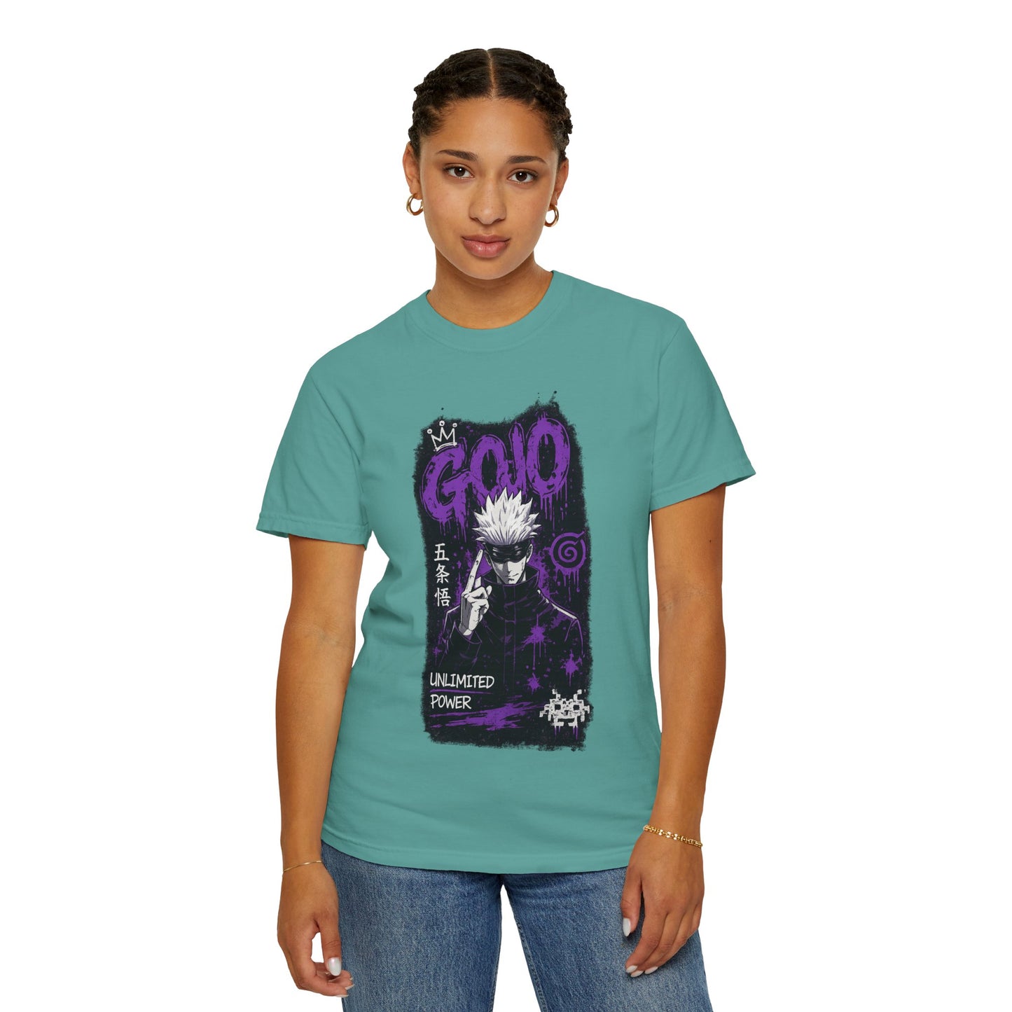 Anime Graphic T-Shirt — "Gojo Unlimited Power" White Tee