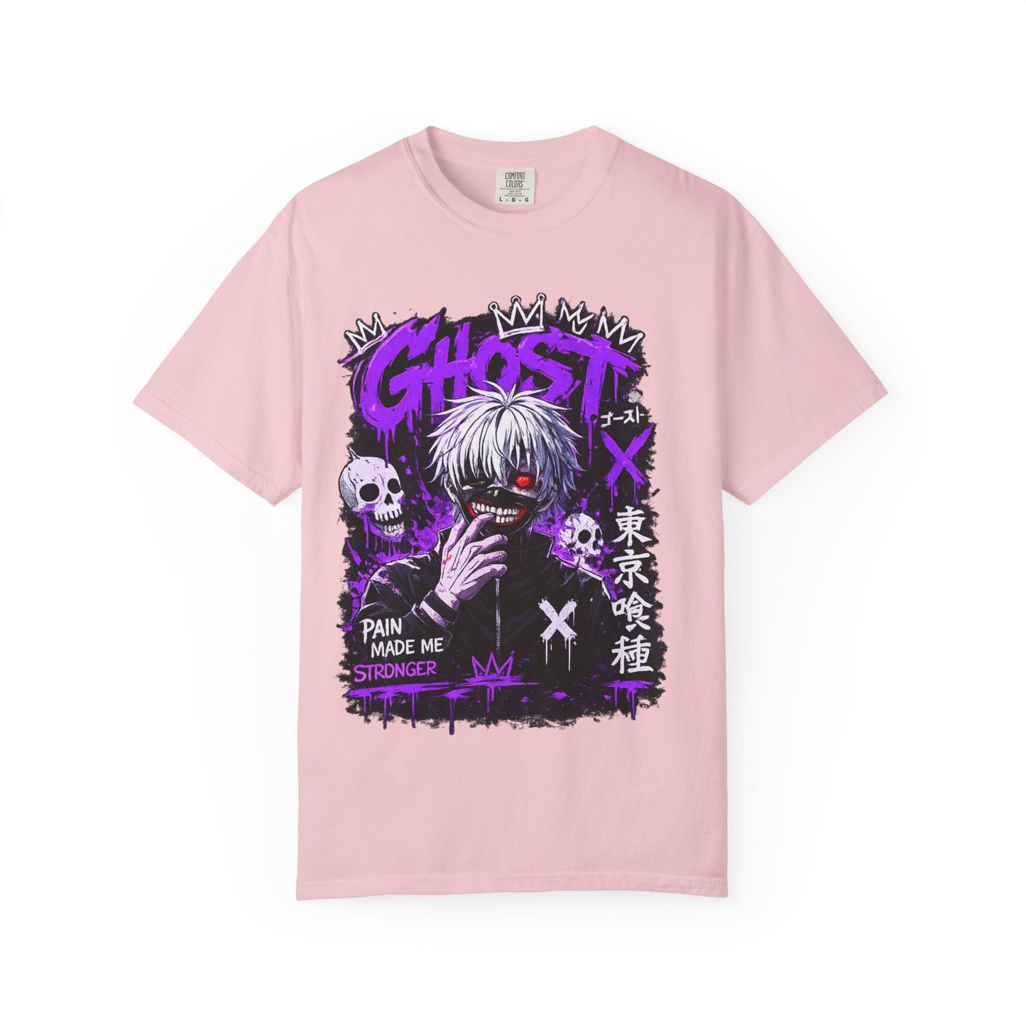 Ghost Anime T-Shirt — Tokyo Ghoul Style Graphic Tee ("Pain Made Me Stronger")