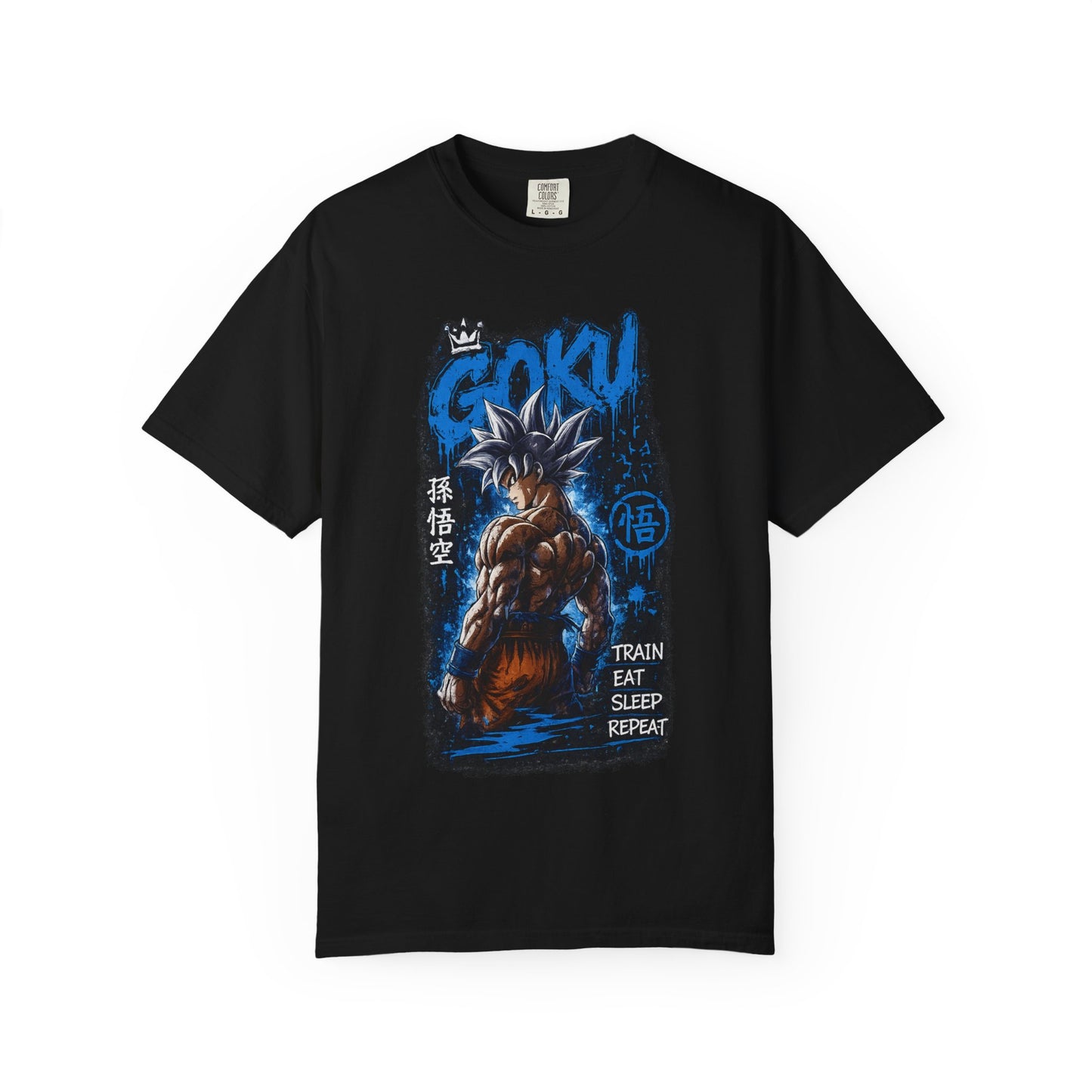 Goku Graphic T-Shirt — "Train Eat Sleep Repeat" Anime Tee