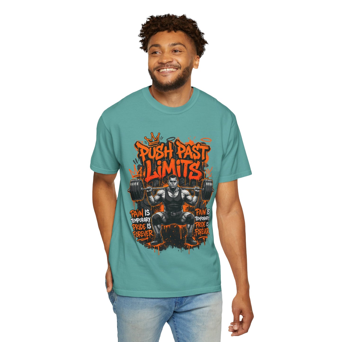 Push Past Limits weightlifting graphic tee | Motivational gym shirt