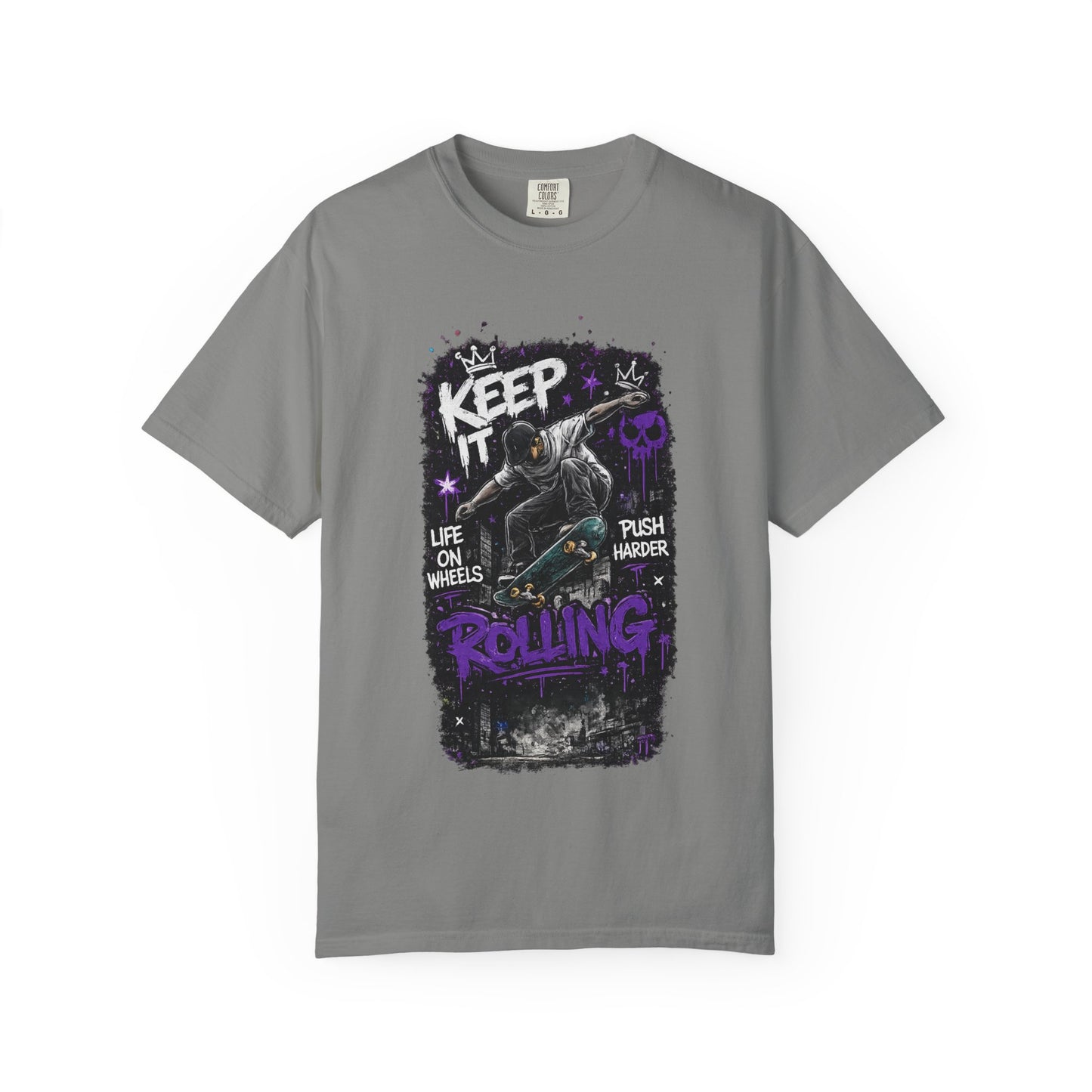 Keep It Rolling Skateboard T-Shirt — "Keep It Rolling" Graphic Tee