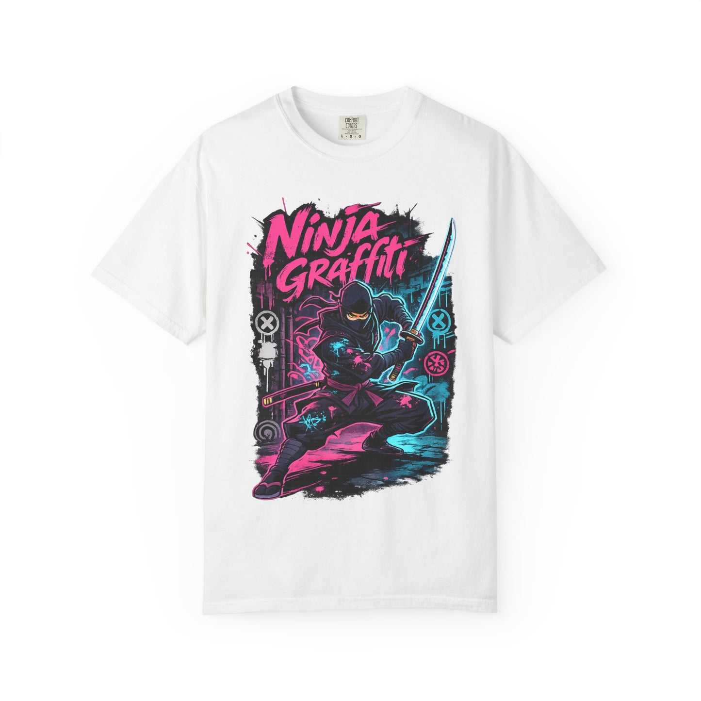 Ninja Graffiti T-Shirt — Neon Samurai Street Art Tee