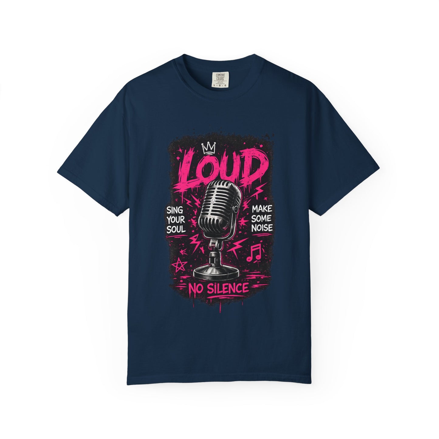 Loud Microphone Graphic T-Shirt | Vintage Mic, Pink Music Art