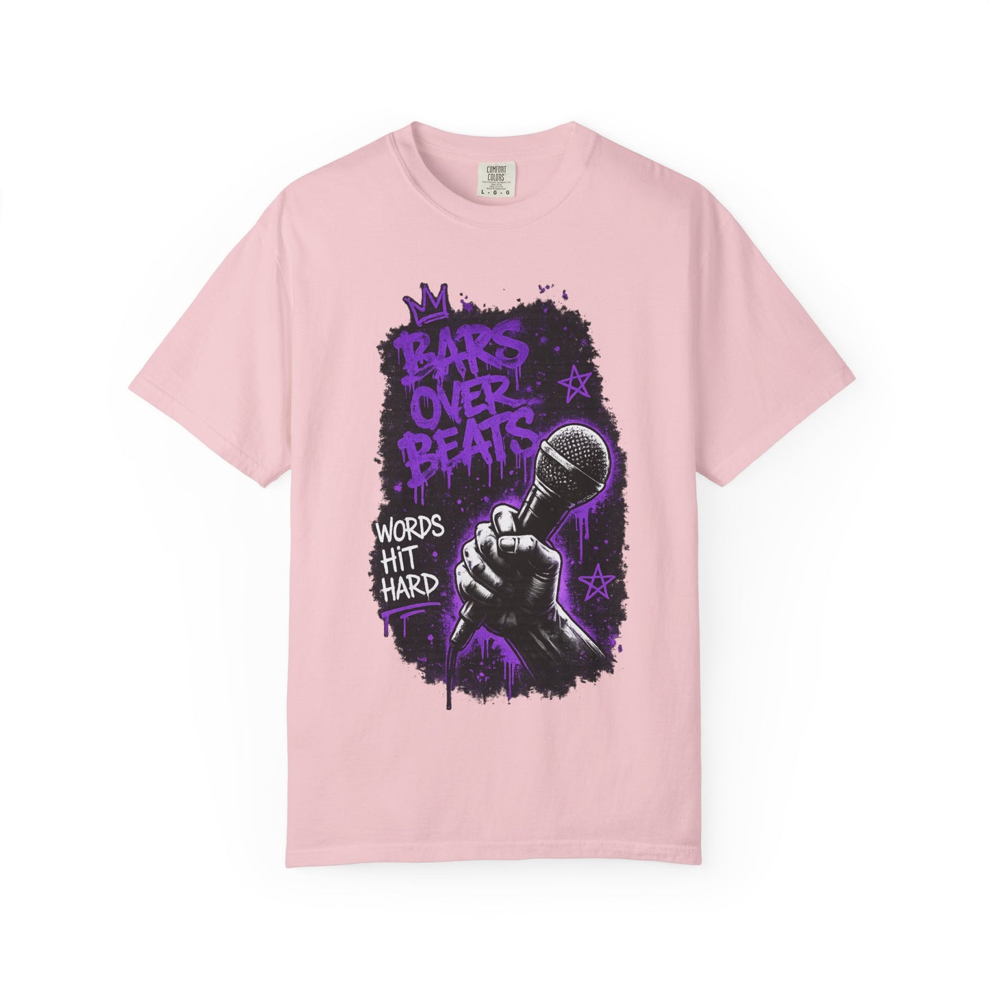 Bars Over Beats Microphone T‑Shirt — "Words Hit Hard" Rap Graphic Tee