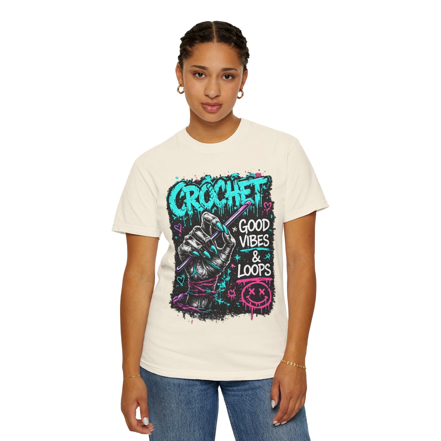 Crochet 'Good Vibes & Loops' Graphic T-Shirt