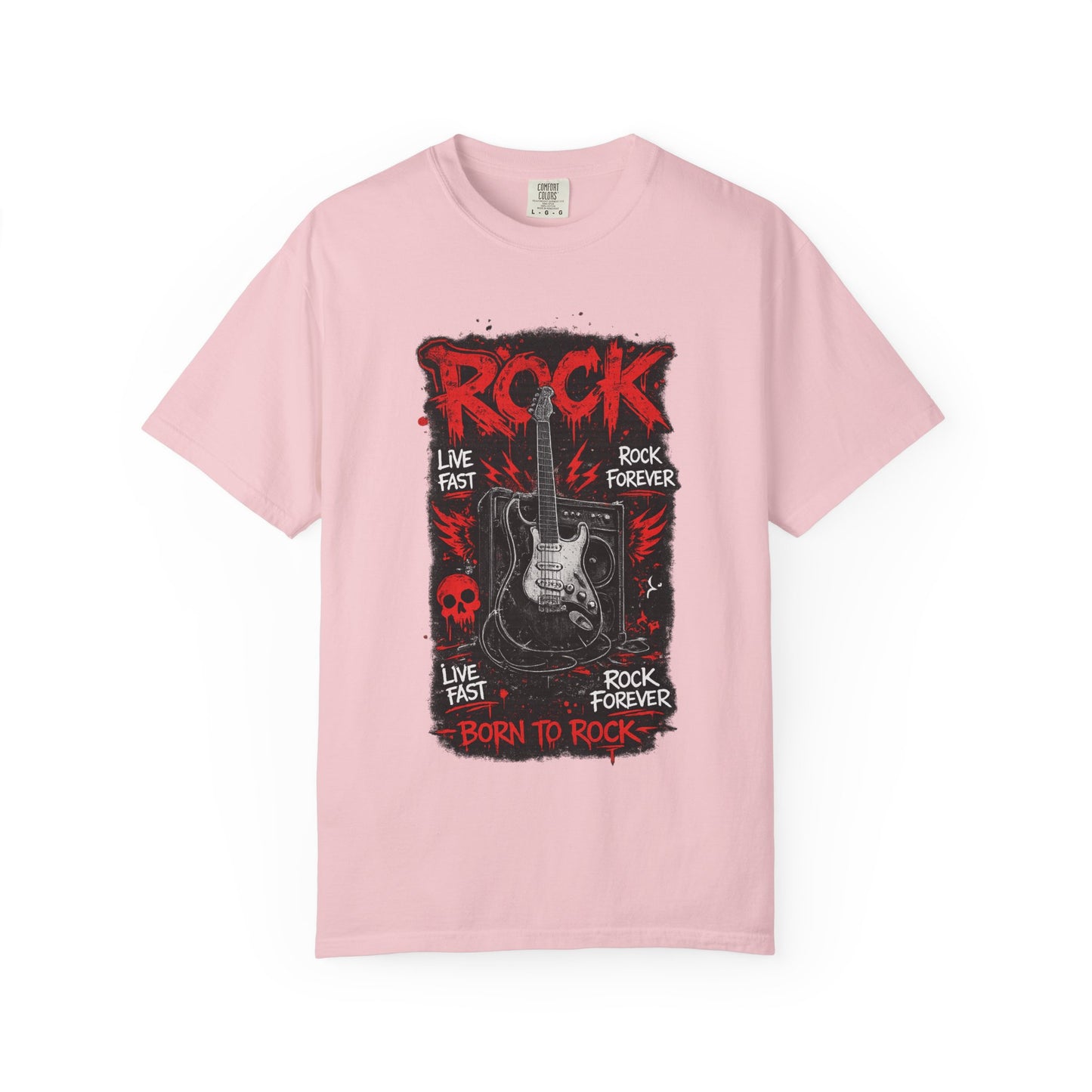 Rock 'Born to Rock' Guitar Graphic T-Shirt