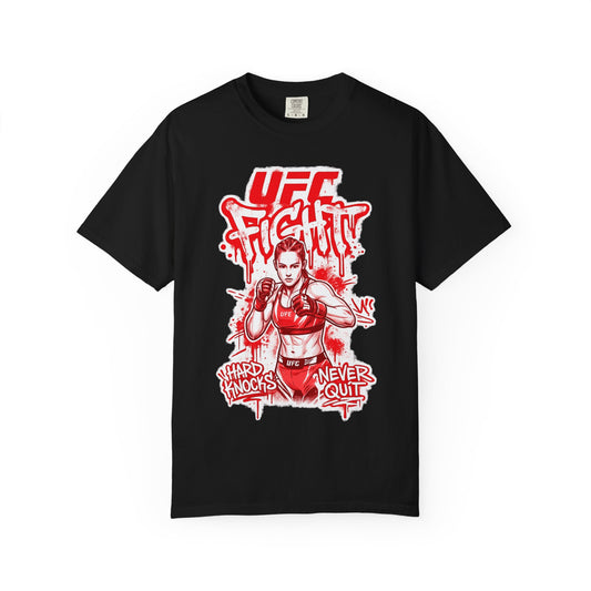 UFC Fight Graphic T-Shirt — "Hard Knocks Never Quit" MMA Fighter Tee