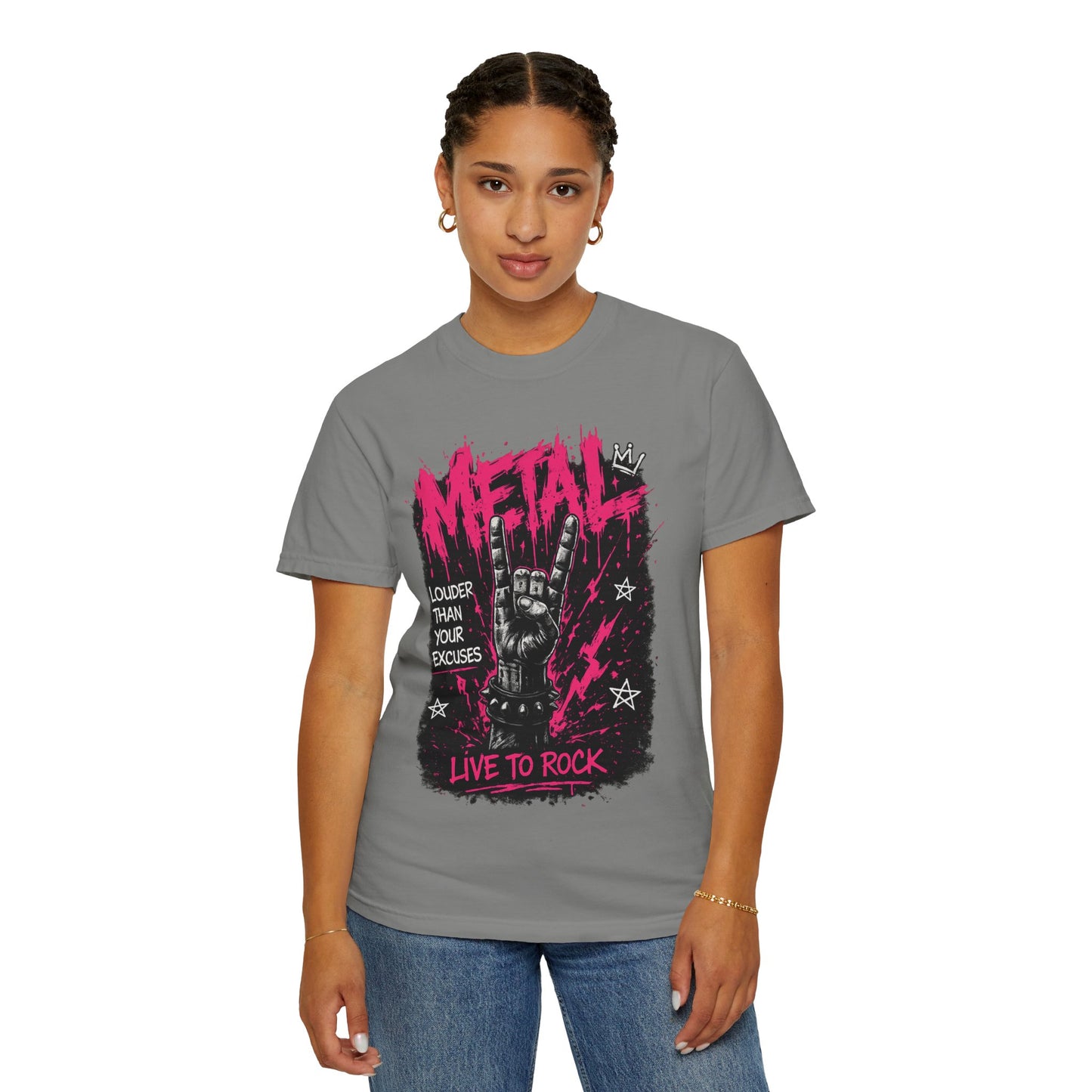 Metal "Live to Rock" T-Shirt — Louder Than Your Excuses Music Graphic Tee