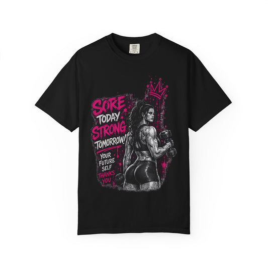 Motivational Boxing T-Shirt — "Sore Today, Strong Tomorrow" Gym Tee