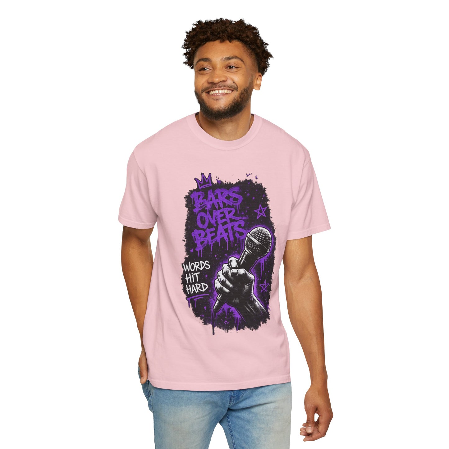 Bars Over Beats Microphone T‑Shirt — "Words Hit Hard" Rap Graphic Tee