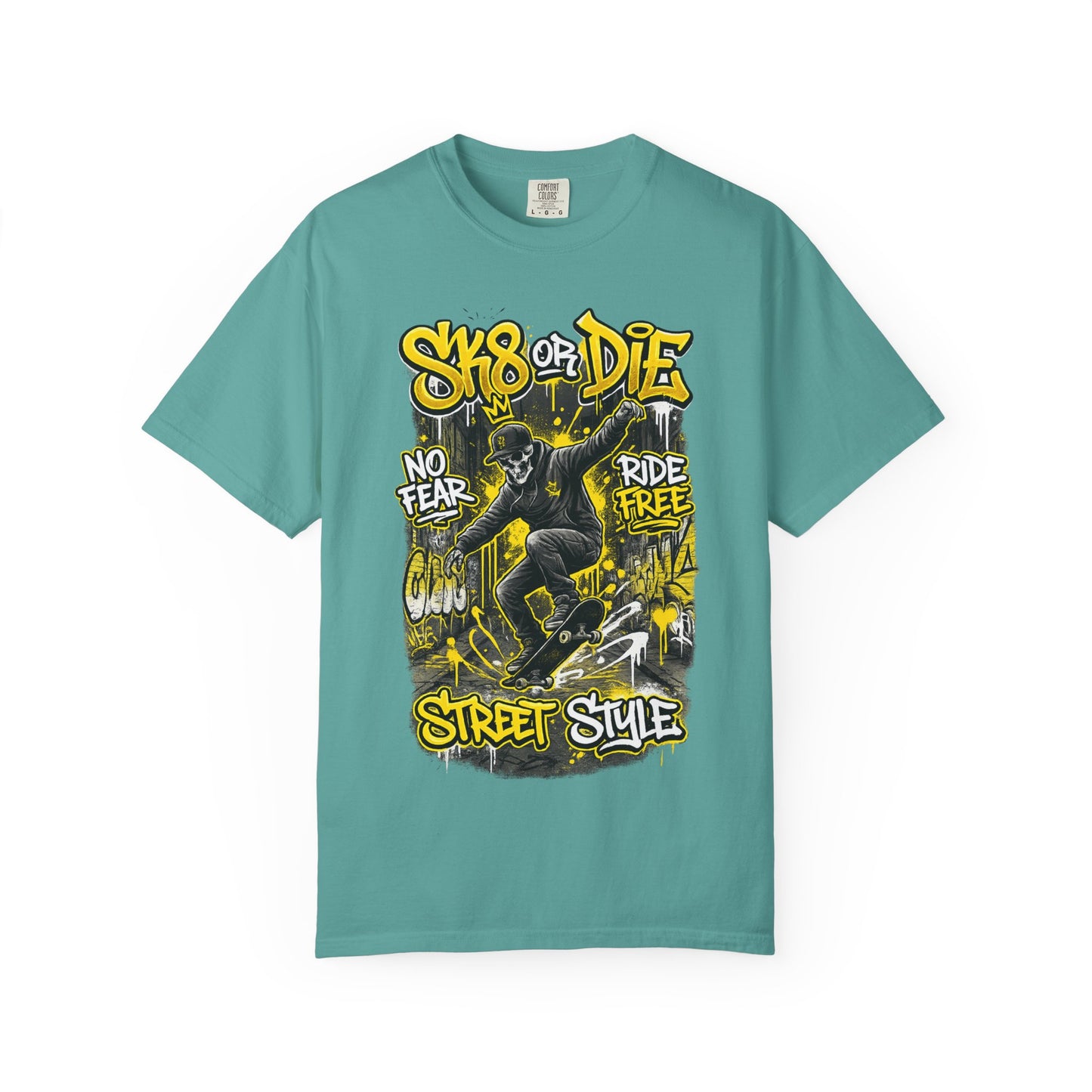Skate or Die Street Style T-Shirt — Skateboard No Fear, Ride Free Graphic Tee