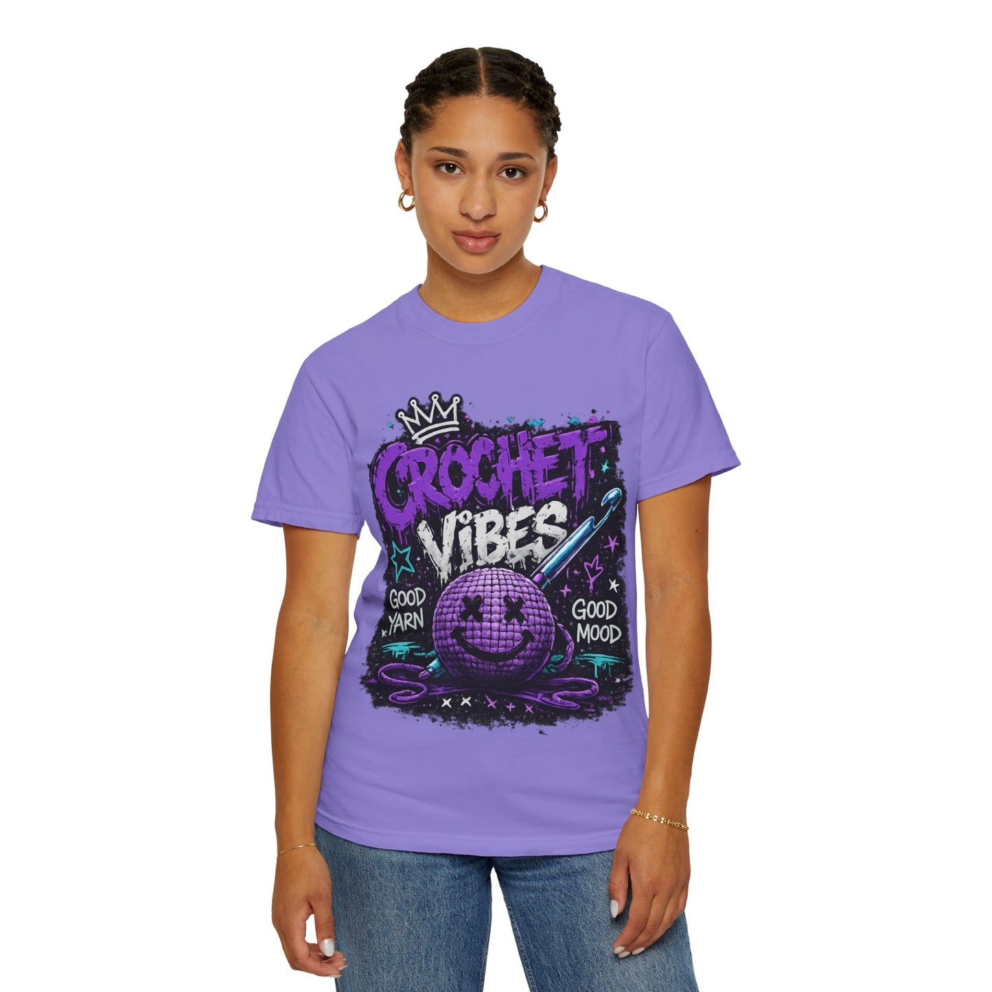 Crochet Vibes T-Shirt — 'Good Yarn, Good Mood' Graphic Tee
