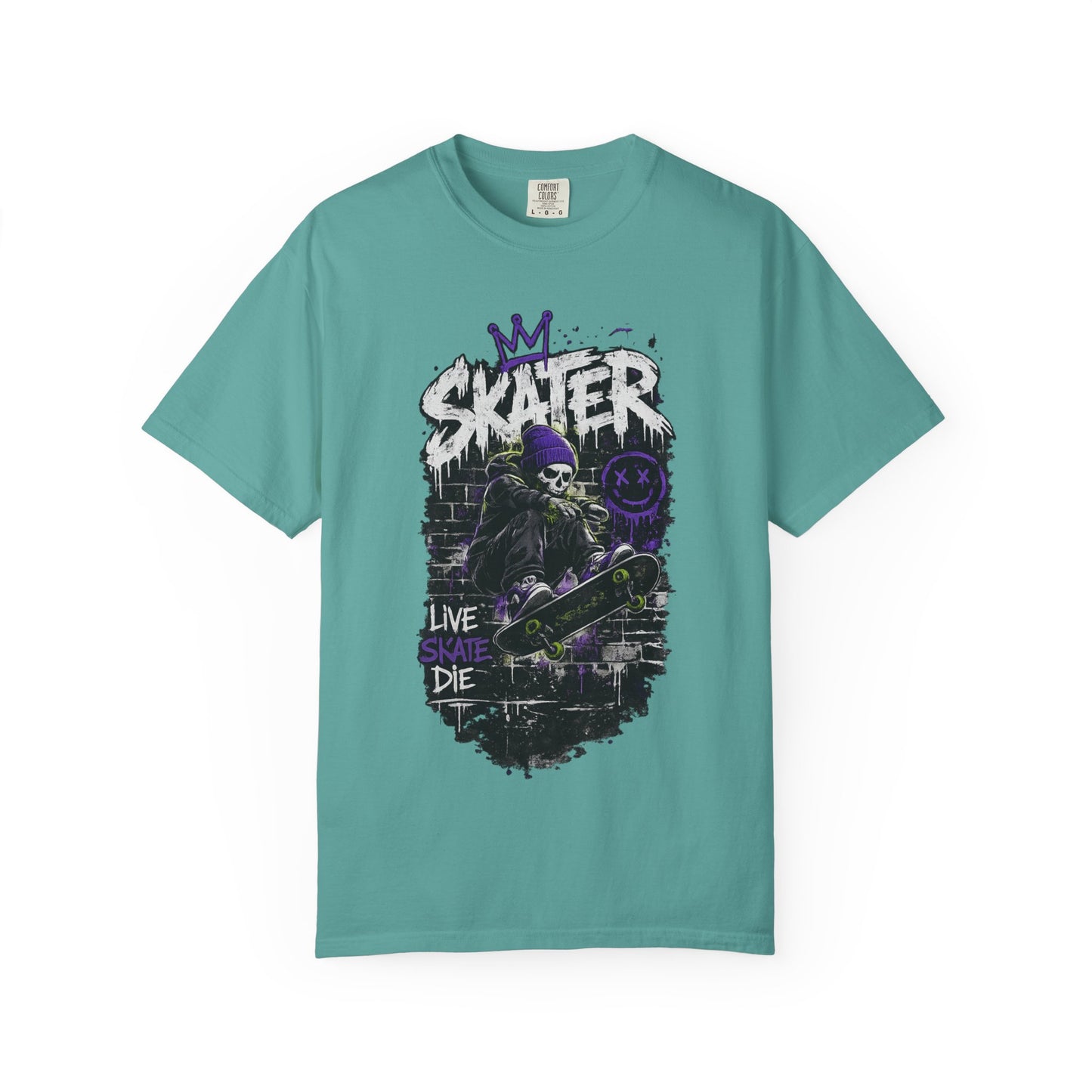 Skater Skull Graphic T‑Shirt — "Live Skate Die" Streetwear Tee