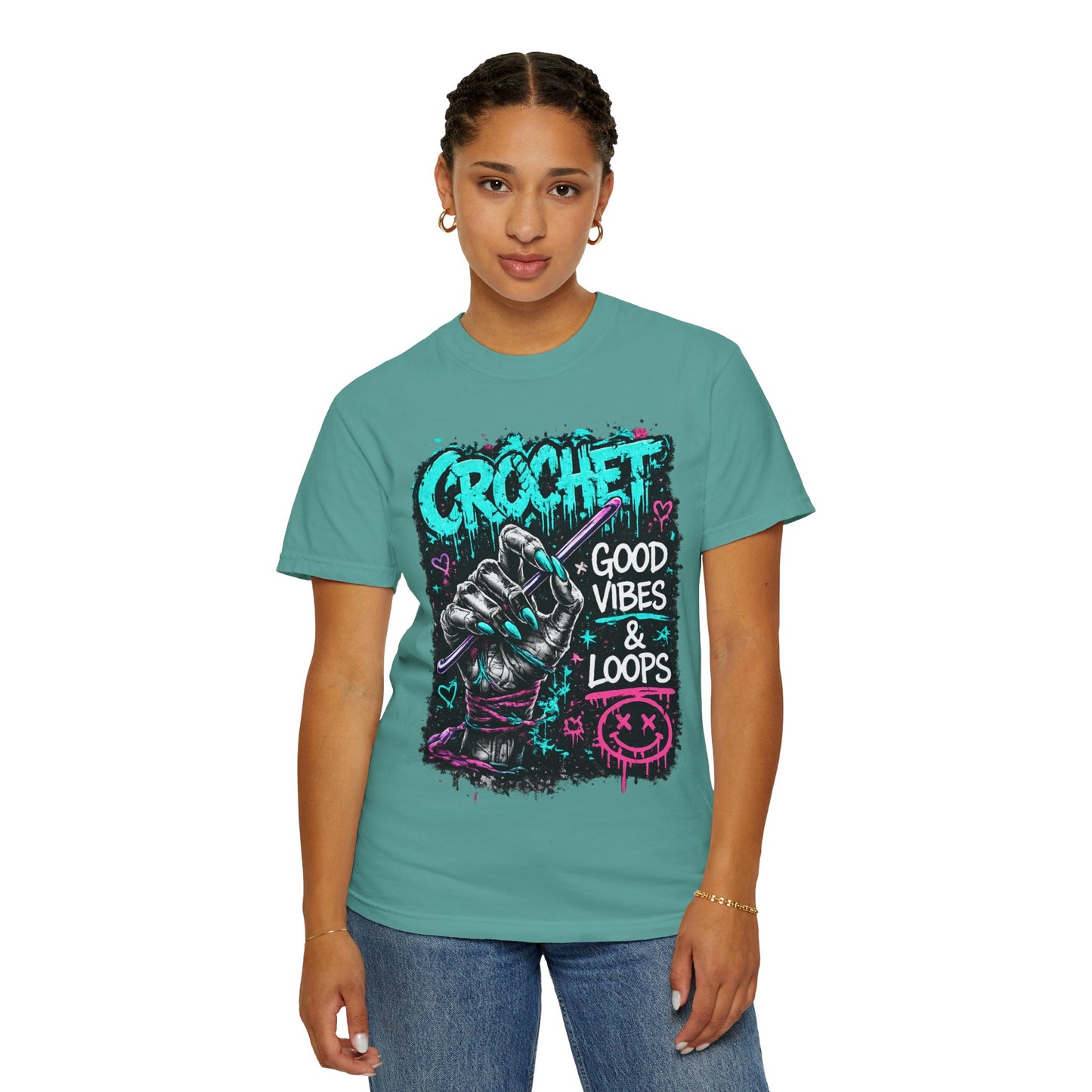 Crochet 'Good Vibes & Loops' Graphic T-Shirt