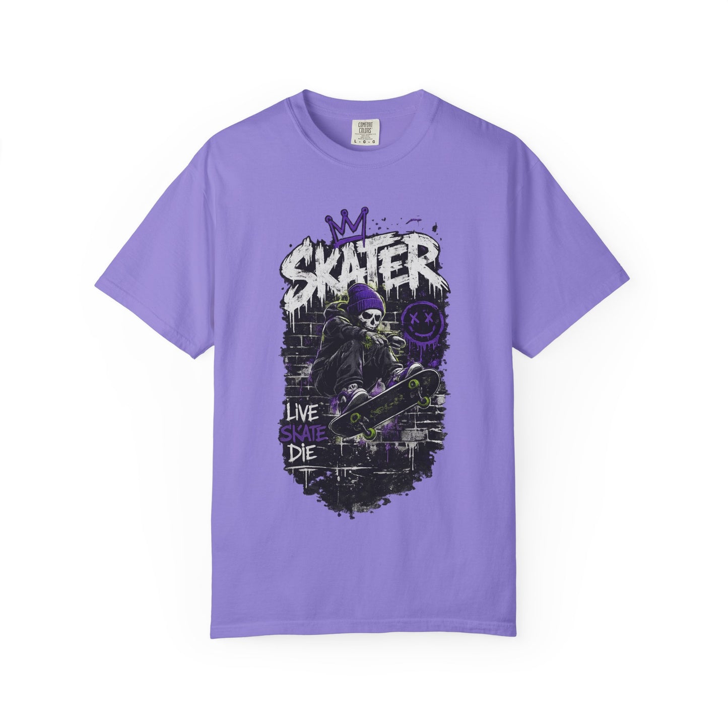 Skater Skull Graphic T‑Shirt — "Live Skate Die" Streetwear Tee