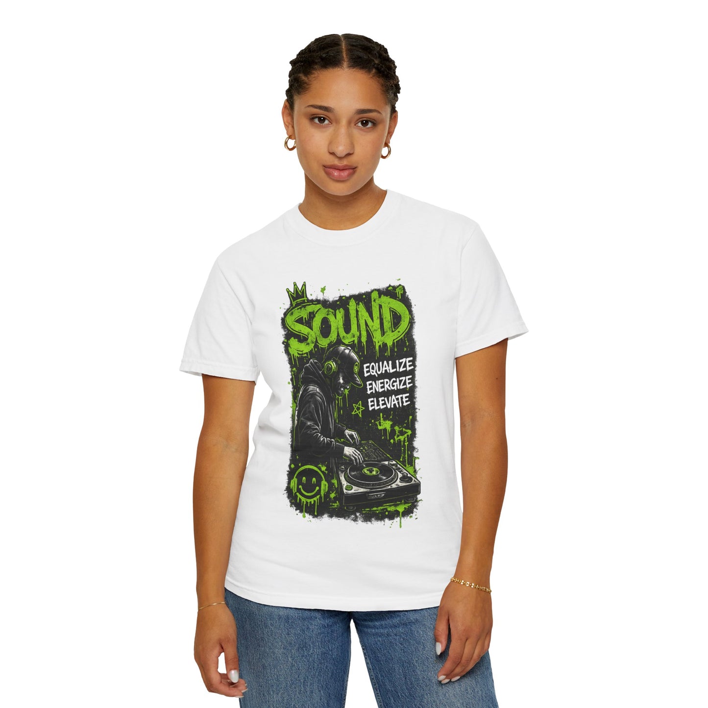 Sound DJ T-Shirt — "Sound: Equalize, Energize, Elevate" Graphic Tee