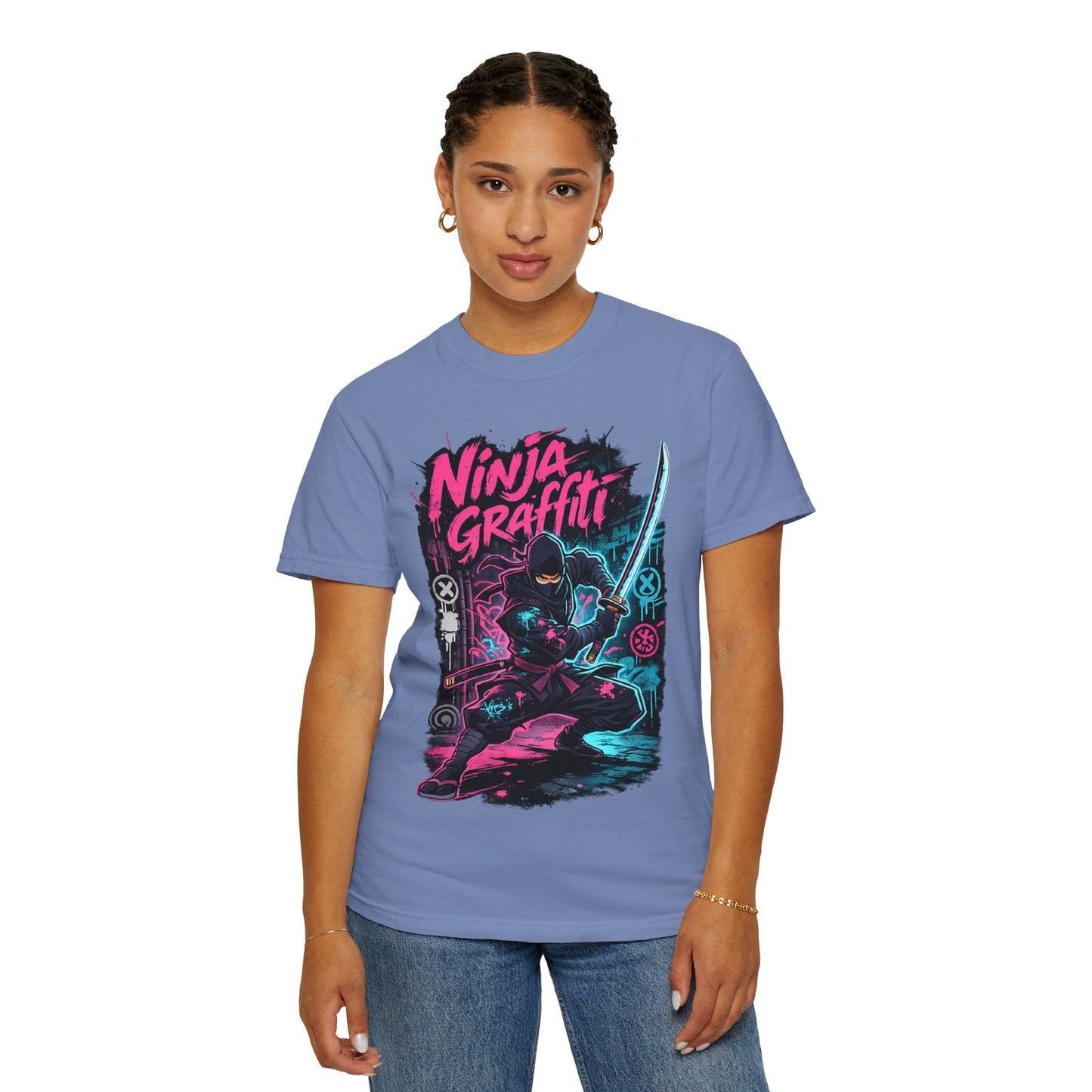 Ninja Graffiti T-Shirt — Neon Samurai Street Art Tee