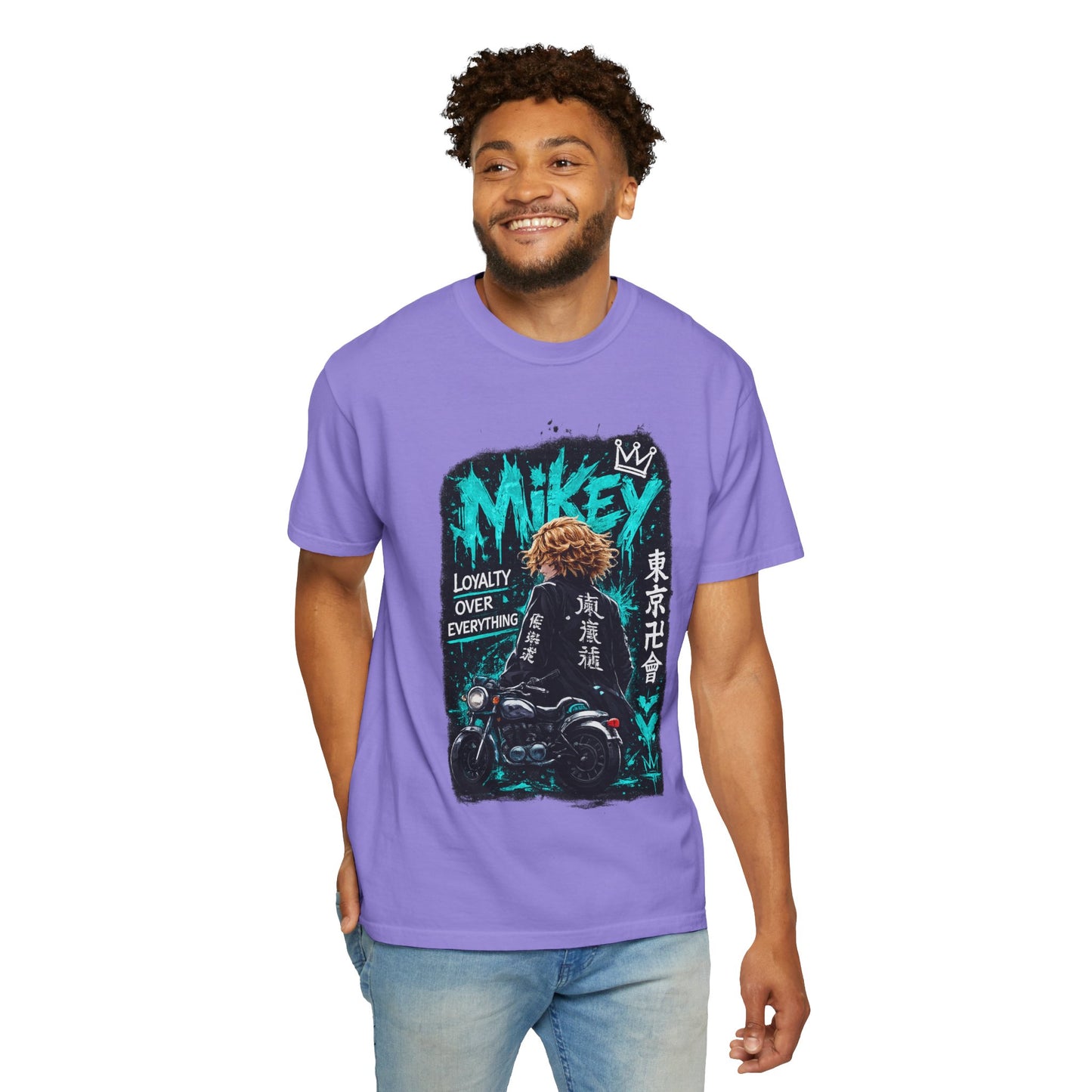Mikey Motorcycle Graphic T-Shirt — "Loyalty Over Everything" Anime Streetwear