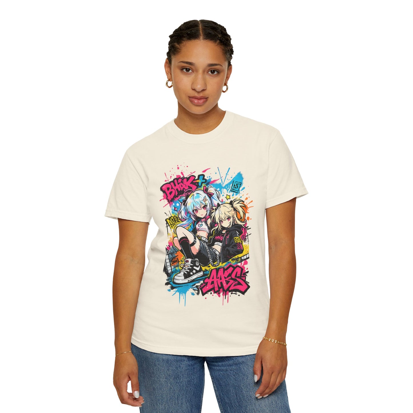 Anime Streetwear T-Shirt — 'Bucks & Sakes' Graffiti Girls Graphic Tee