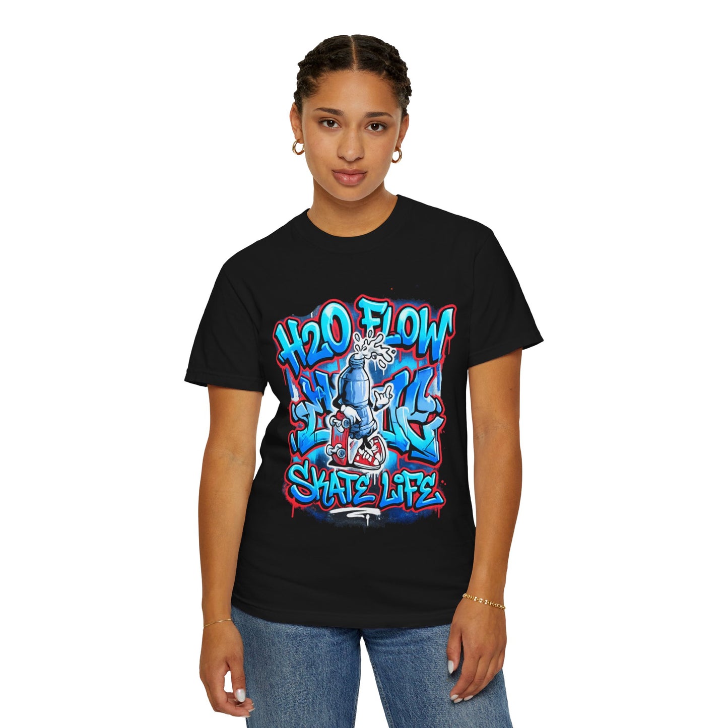 H2O Flow Skate Life T-Shirt | Graffiti Soda Can Skateboard Design