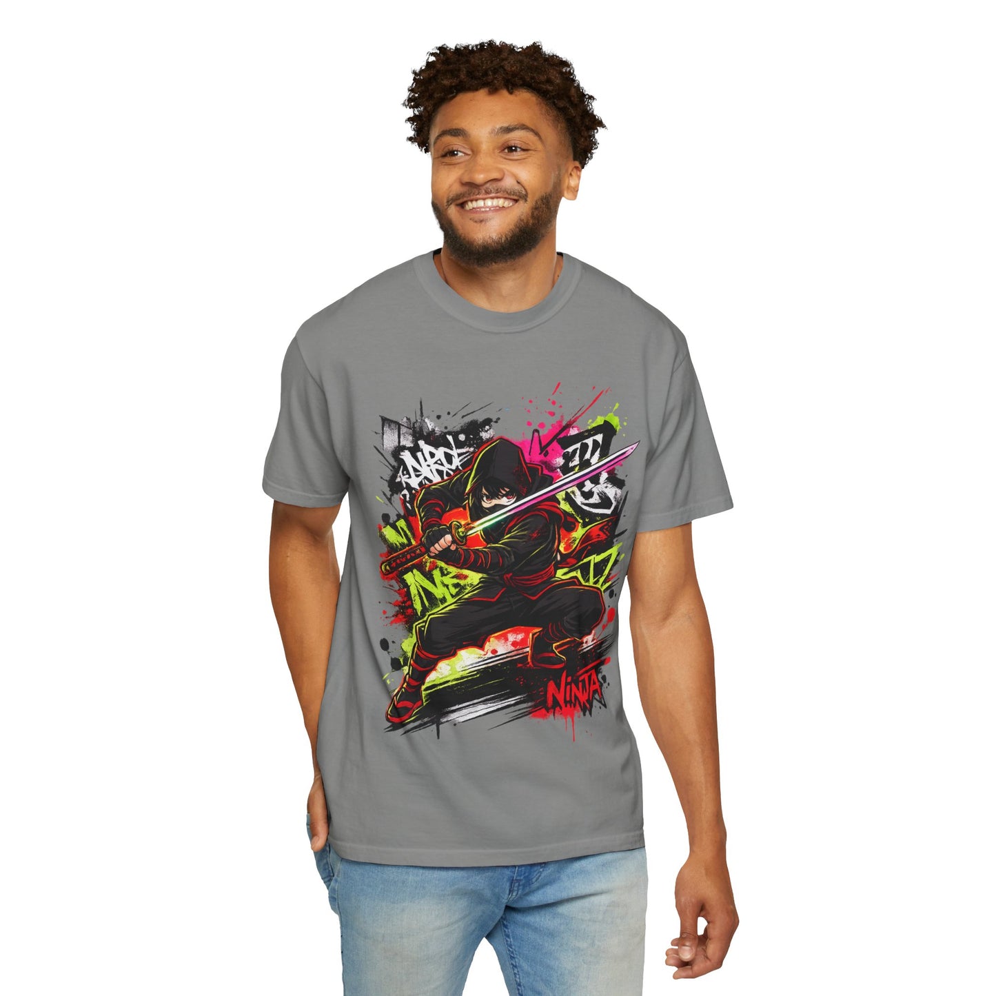 Ninja Graffiti Art T-Shirt – Urban Street Samurai Graphic Tee