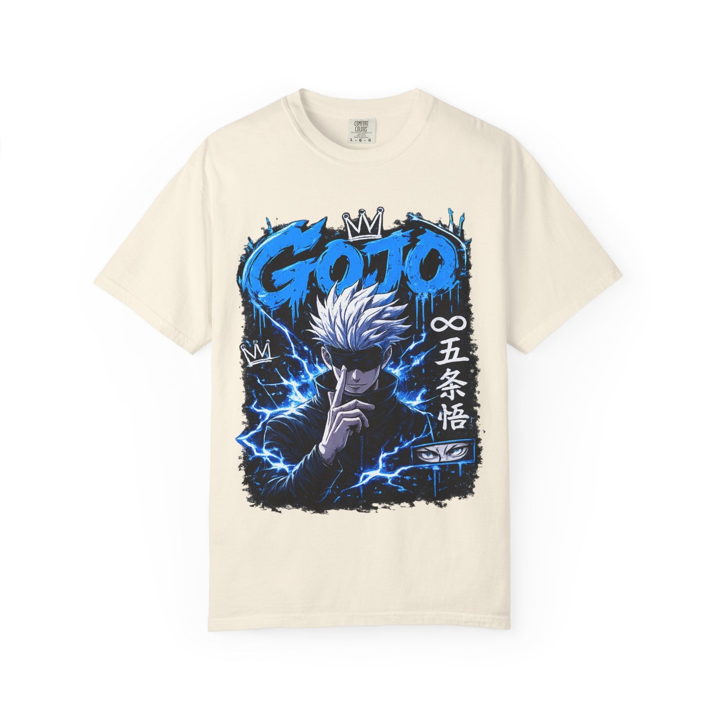 Gojo Satoru Anime T-Shirt — Blue Lightning Graphic Tee