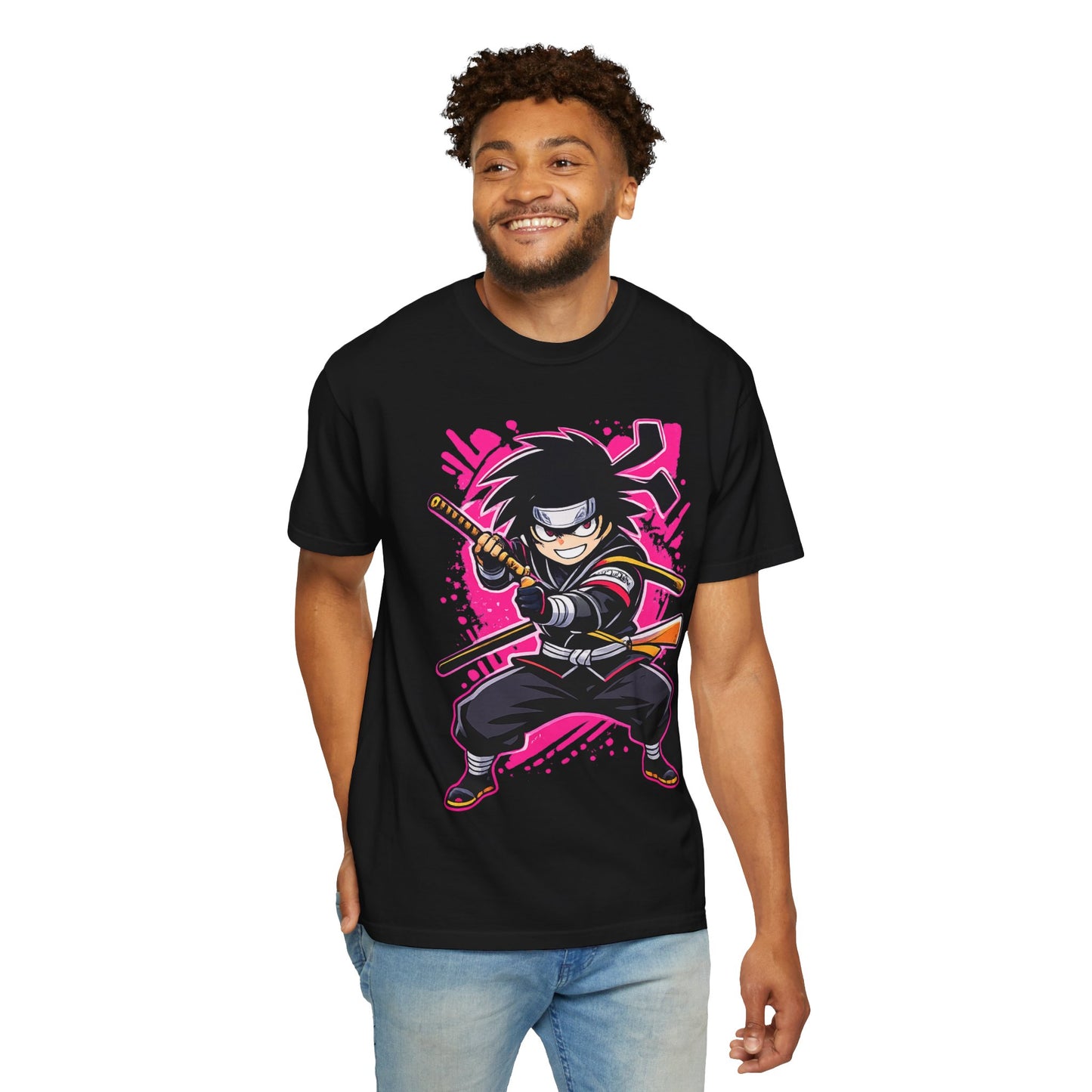Ninja Warrior Graphic T-Shirt — Fierce Samurai Cartoon Tee for Anime Fans