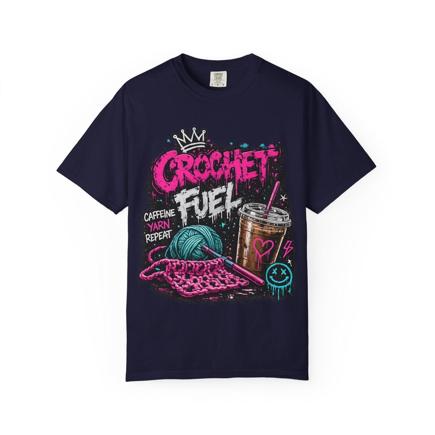 Crochet Fuel T-Shirt — Funny Yarn & Coffee Crochet Tee for Crafters
