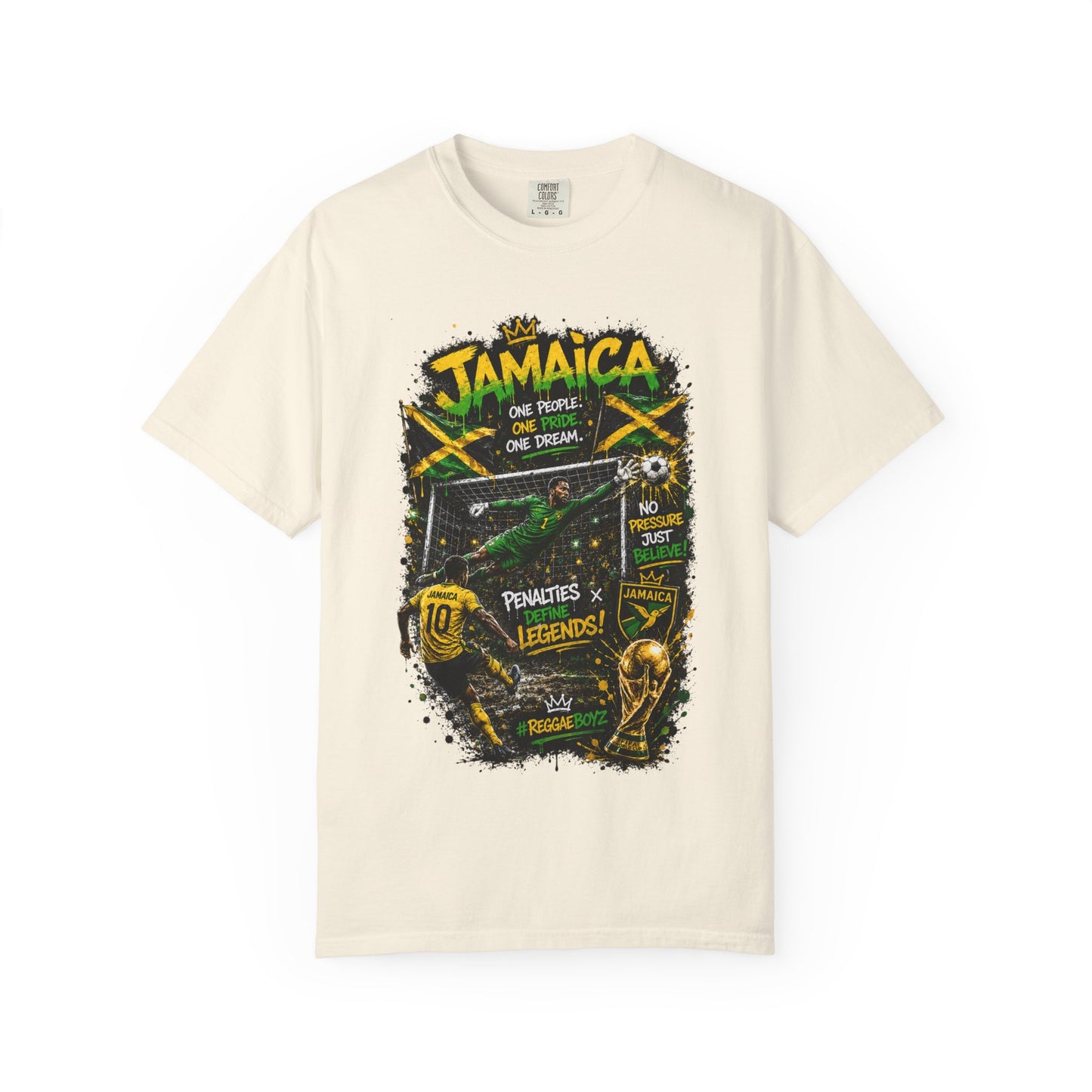 Jamaica Football Soccer Poster T-Shirt | Reggae Pride, Flag Colors