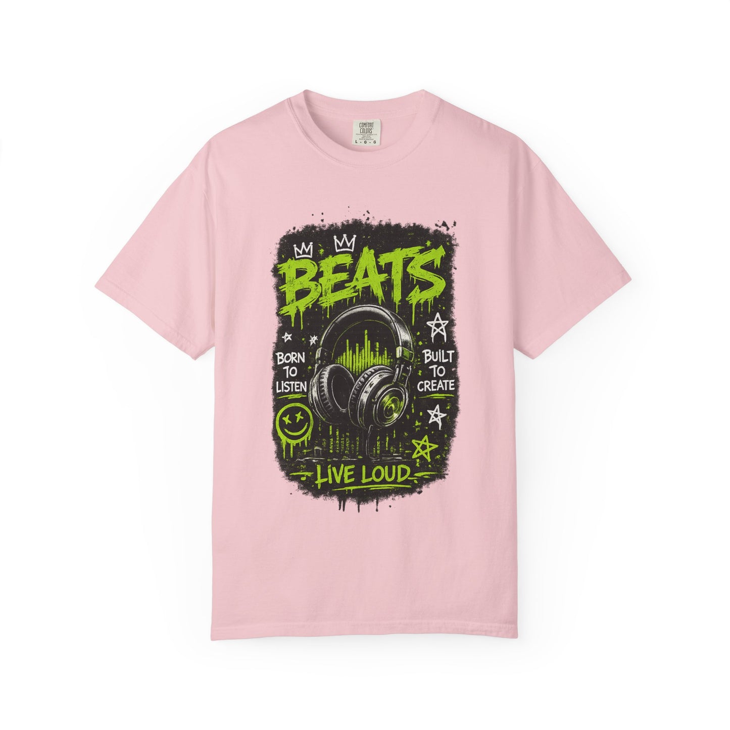 Beats Headphones Live Loud T-shirt | Music Graphic Tee, Neon Green