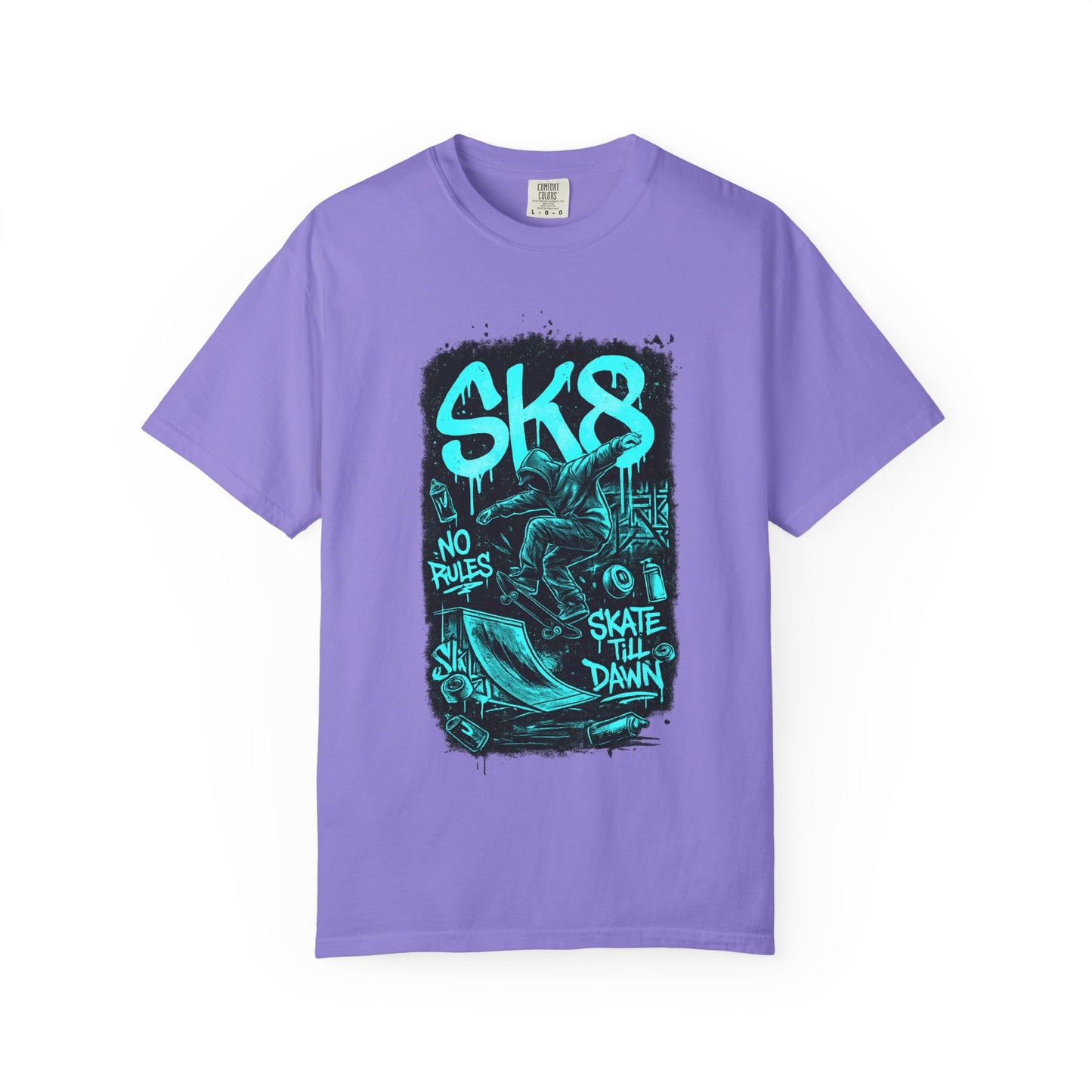 SK8 Skateboard Graphic T-Shirt — 'SK8' No Rules Skate Till Dawn Tee