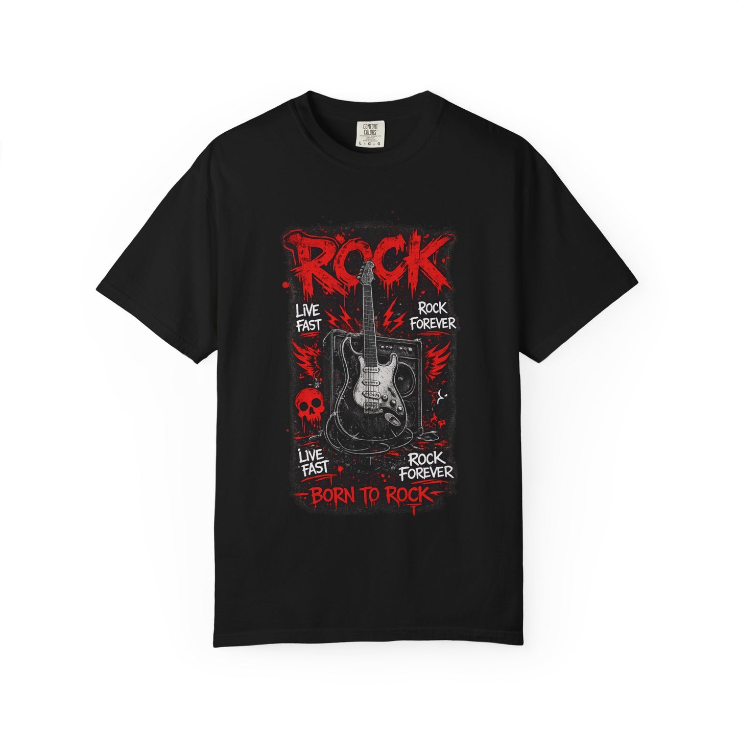 Rock 'Born to Rock' Guitar Graphic T-Shirt