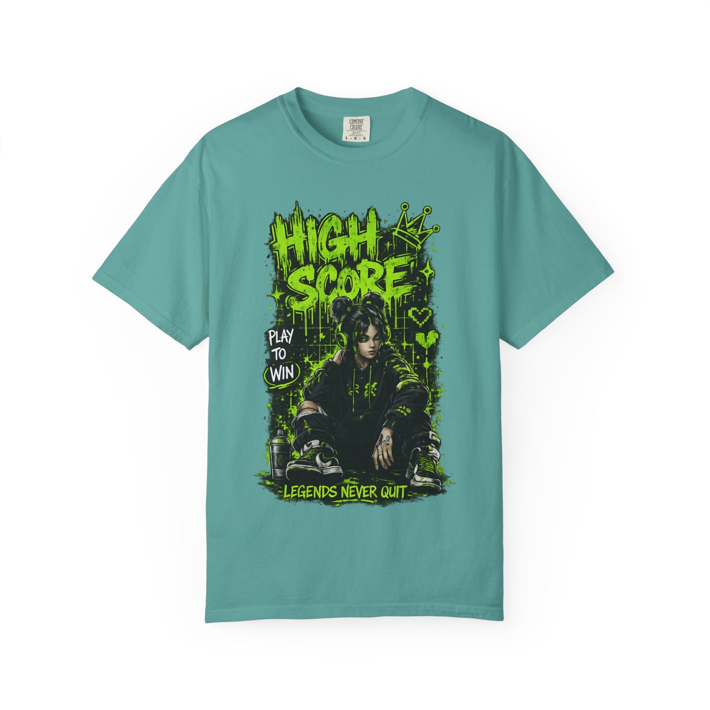 High Score Graphic T-Shirt — 'High Score: Legends Never Quit' Gamer Tee