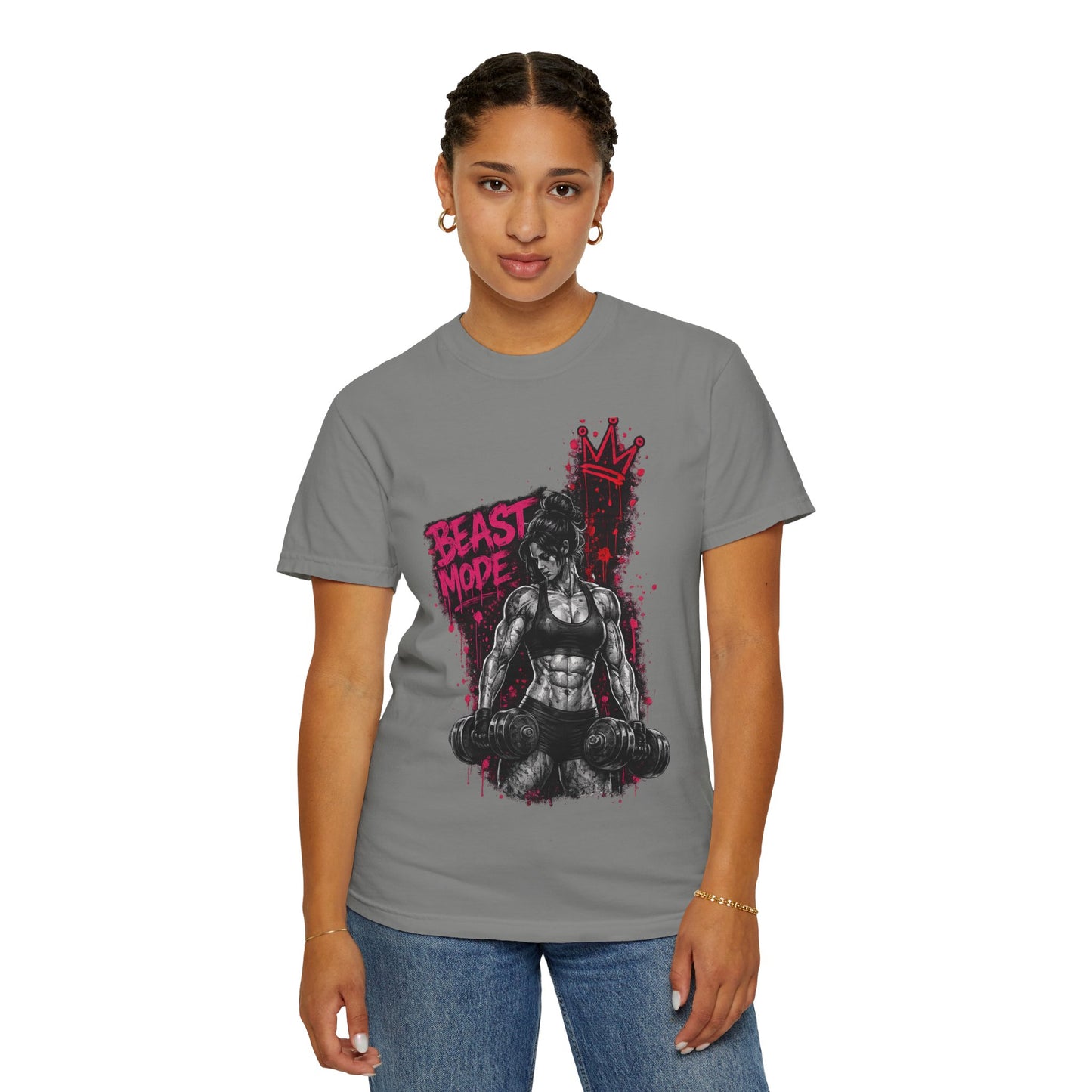 Beast Mode Crown T‑Shirt — Women's Fitness Graphic Tee