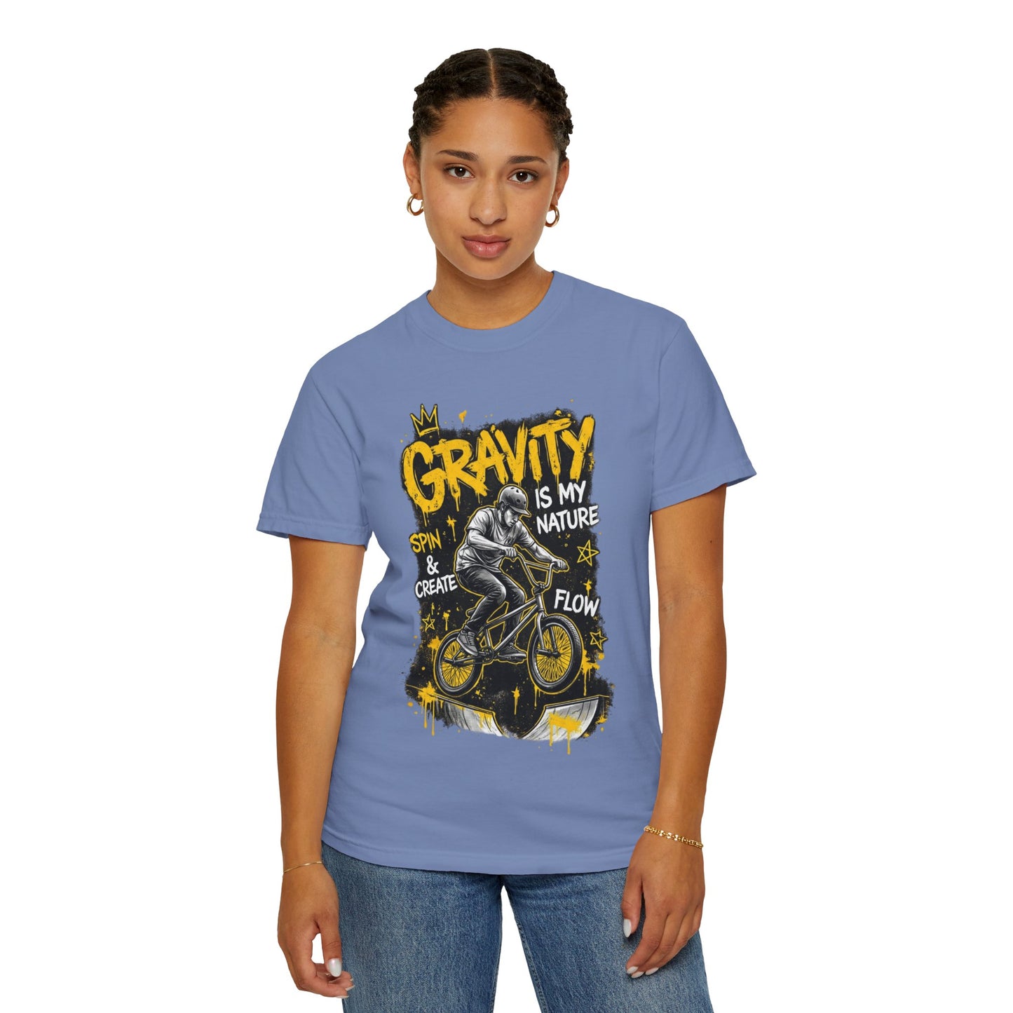 Gravity Is My Nature BMX T-Shirt — Spin, Create & Flow Graphic Tee