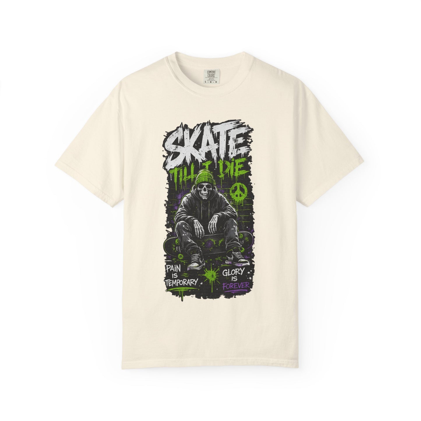 Skate Till I Die Graphic T-Shirt — Grim Reaper Skateboard Design