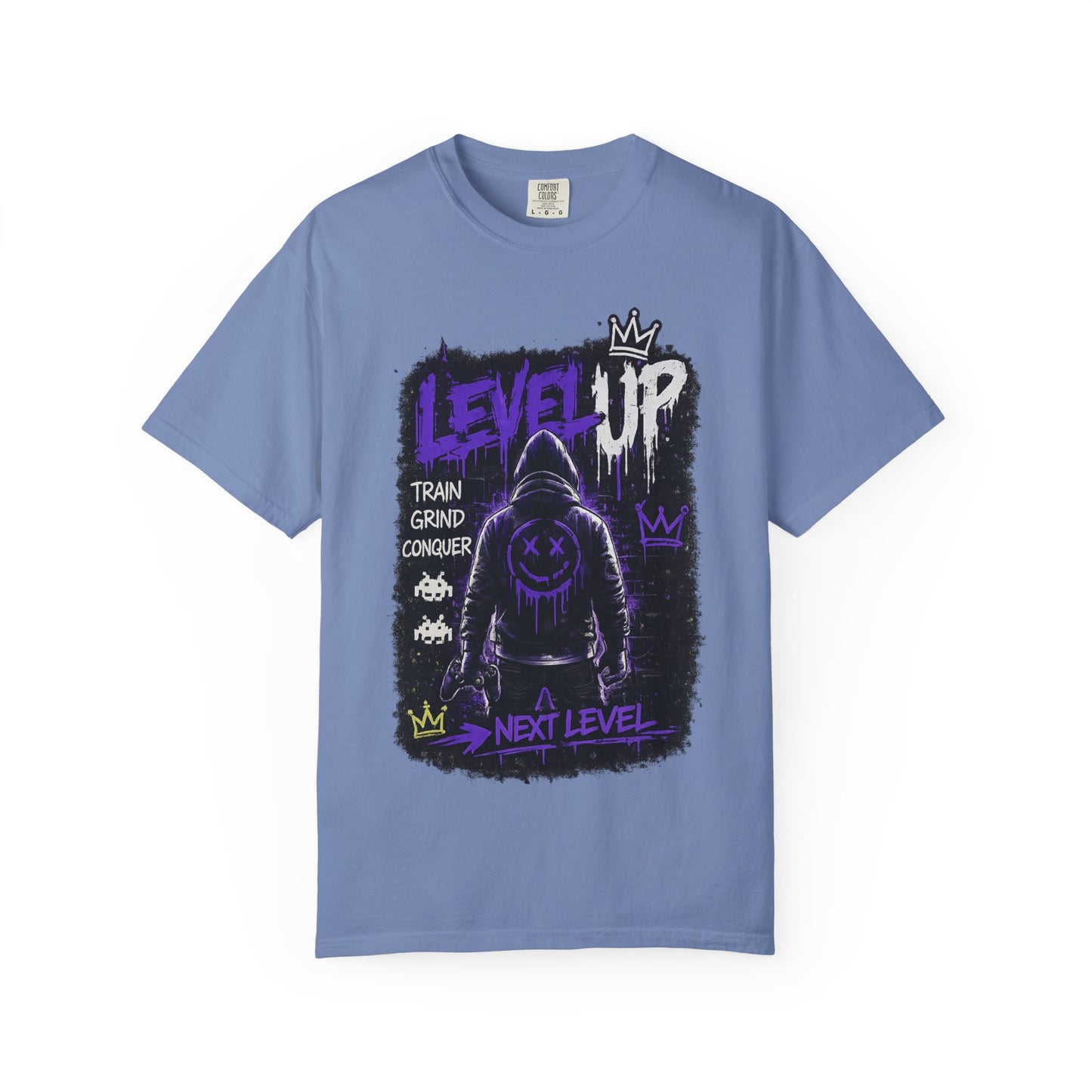 Level Up Graphic T-Shirt — 'Train Grind Conquer' Next Level Gamer Tee