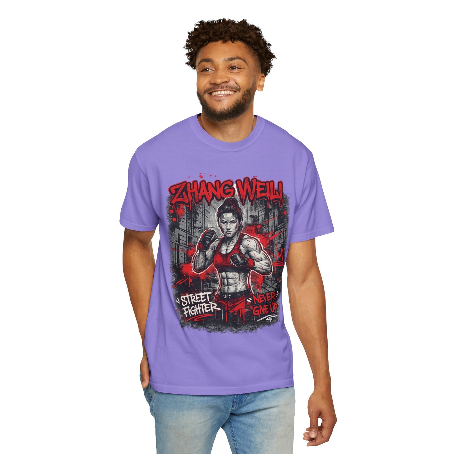 UFC Fighter Female T‑Shirt — "Never Give Up" Motivational Fight Tee