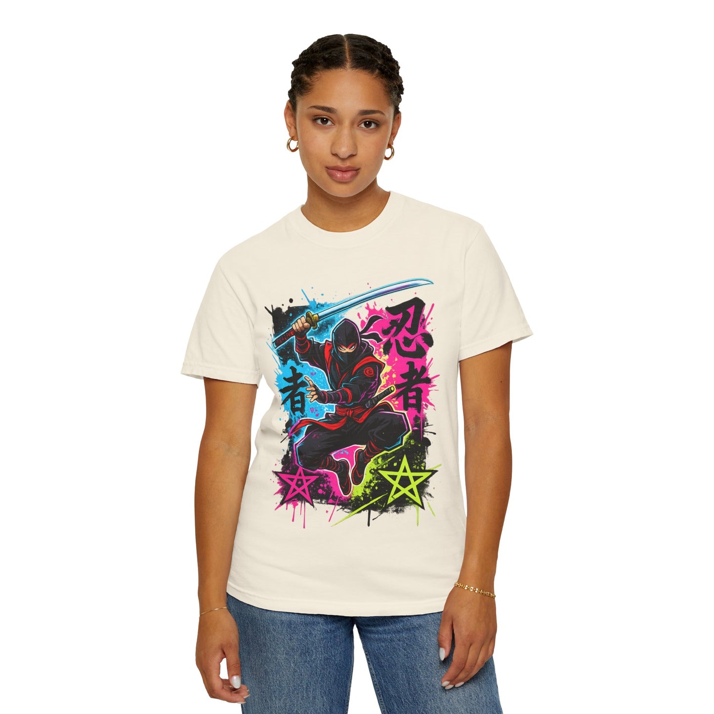 Neon Ninja Graphic T-Shirt — Vibrant Samurai Skate Style