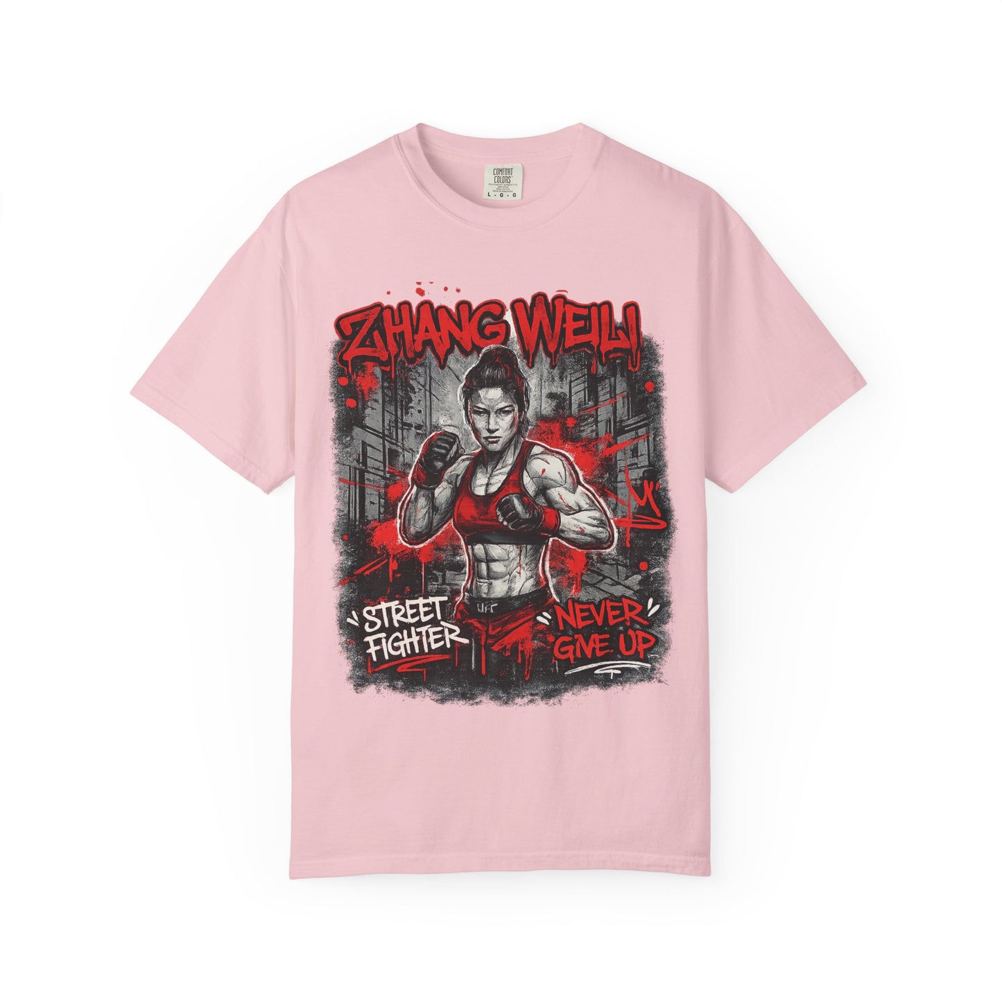 UFC Fighter Female T‑Shirt — "Never Give Up" Motivational Fight Tee