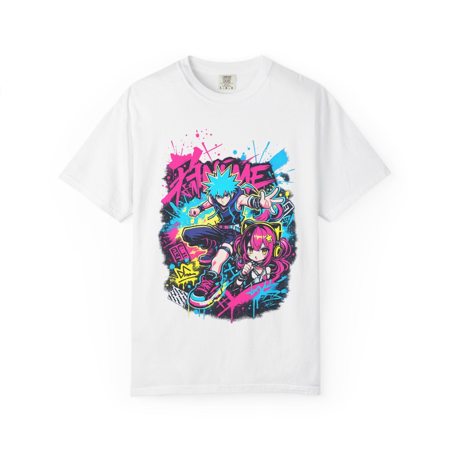 Anime Streetwear T‑Shirt — Neon Punk 'Eat Me' Graphic