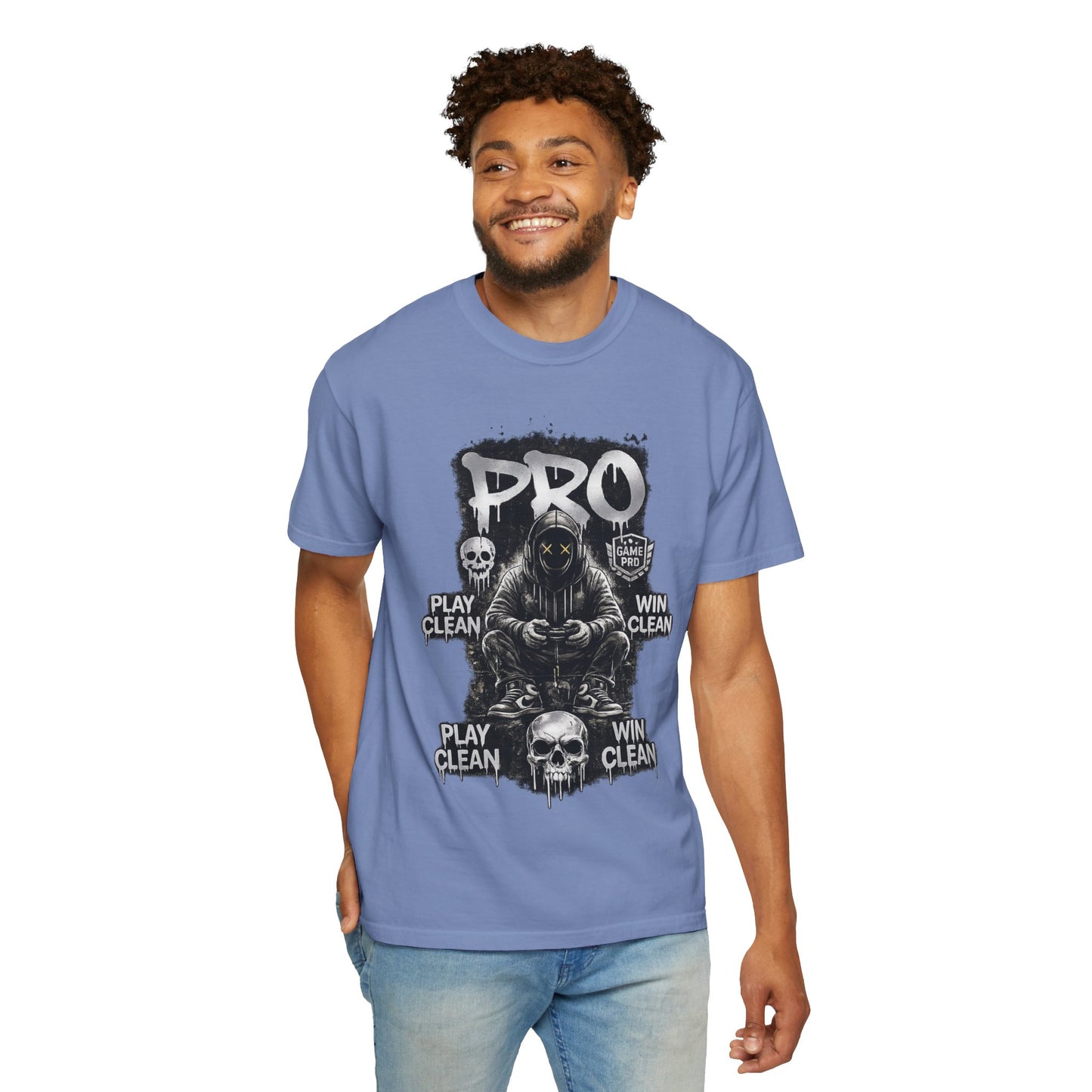Pro Gamer Grim Reaper T-shirt | Play Clean Win Clean, Skull Controller Design