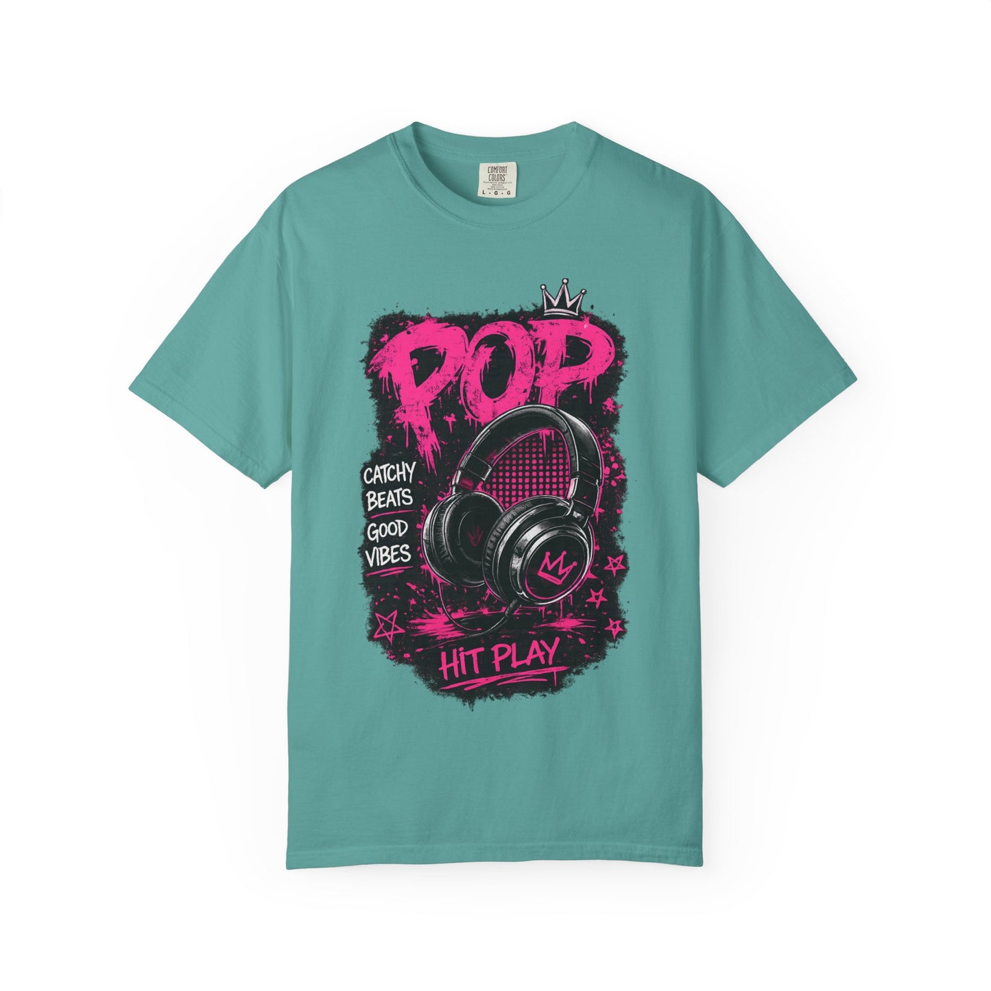 Pop Beats T-Shirt — 'POP' Headphones Graphic, Catchy Beats Good Vibes