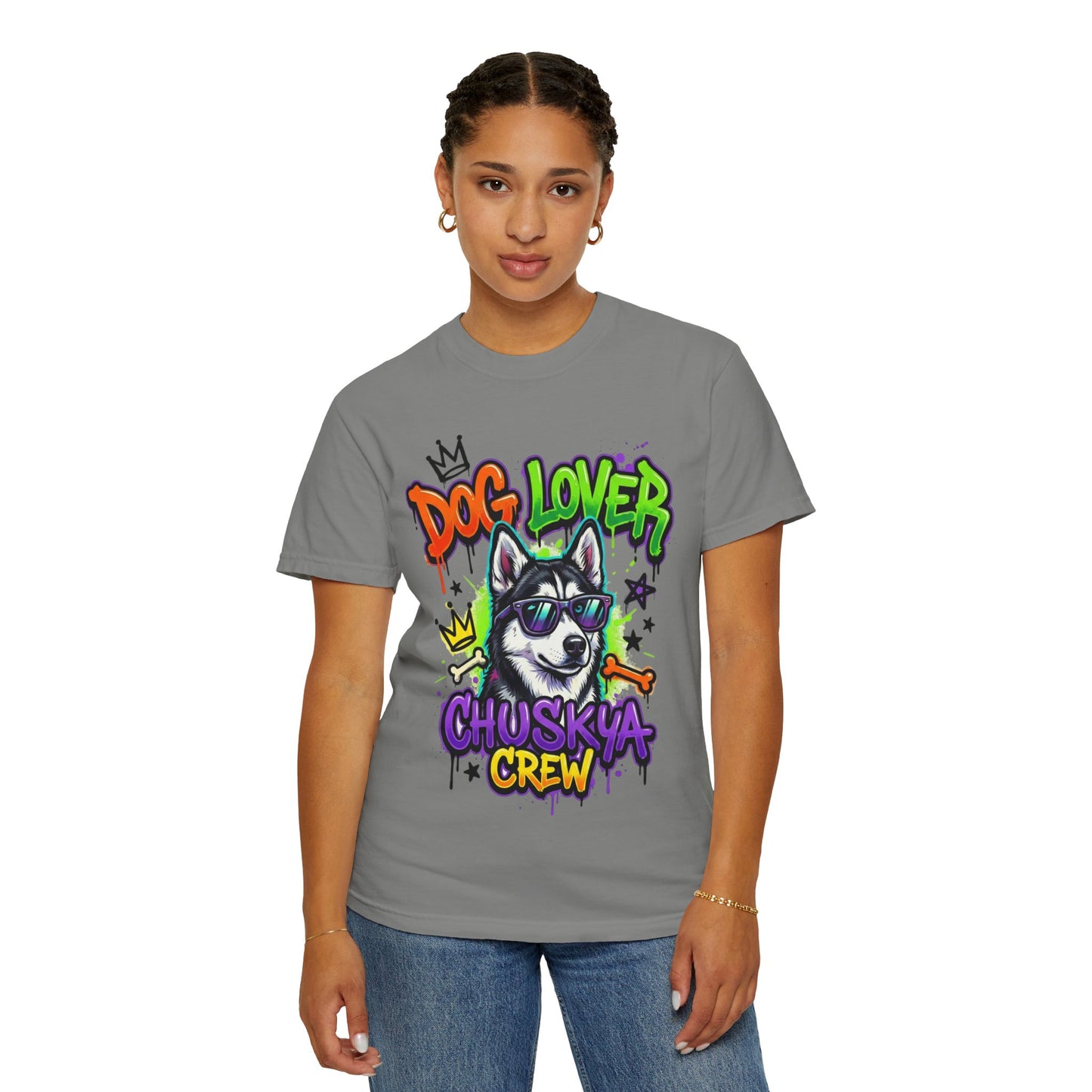 Dog Lover Husky Crew T-Shirt — Graphic Cool Husky Tee for Pet Owners